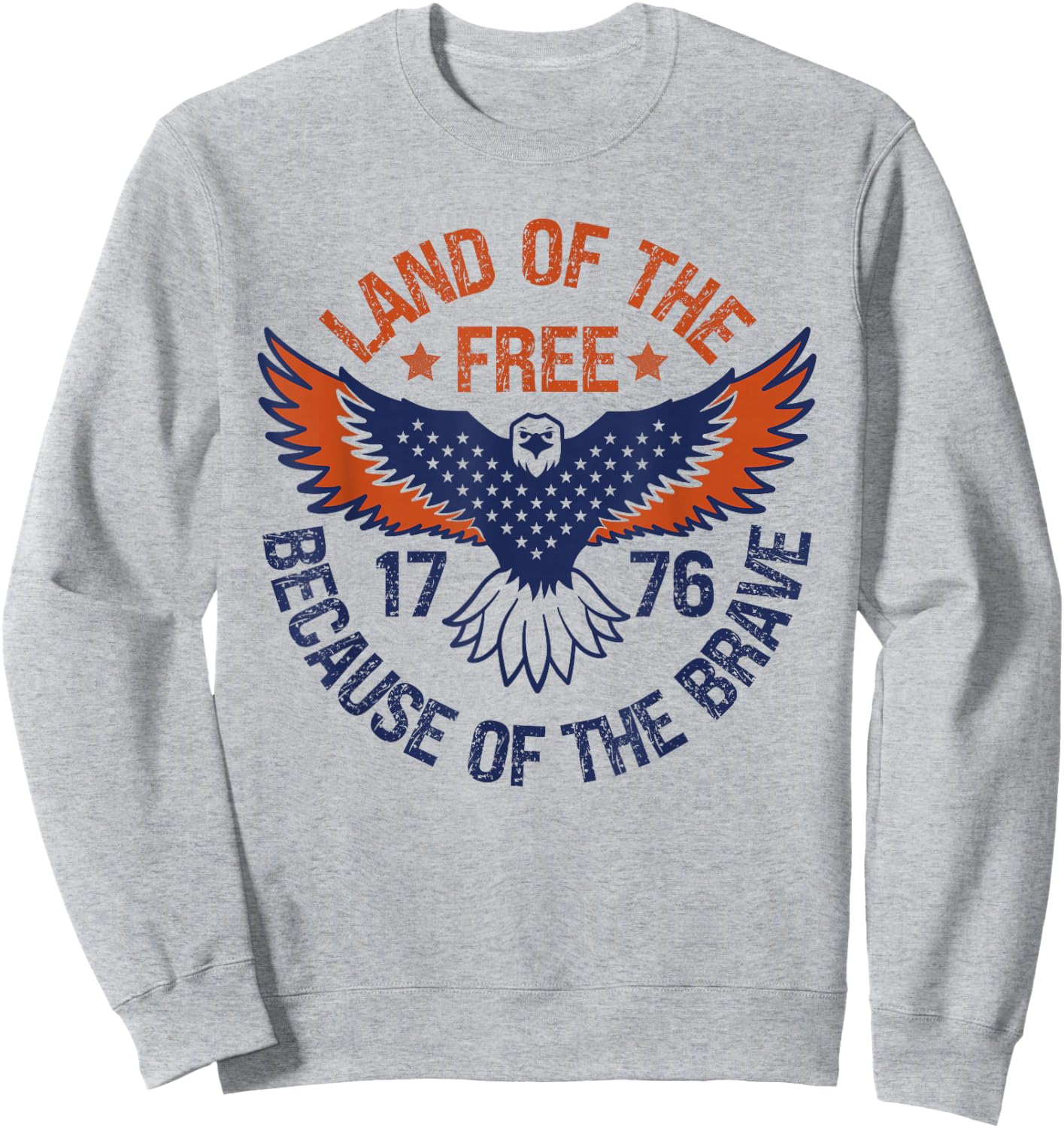 Land of the Free Because of the Brave USA Eagle 4th July Sweatshirt - Sweatshirt | Ash