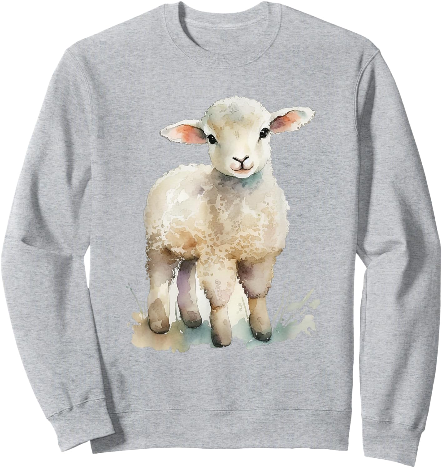 Easter Lamb Watercolor For Girls Women Spring Baby Animal Sweatshirt - Sweatshirt | Ash