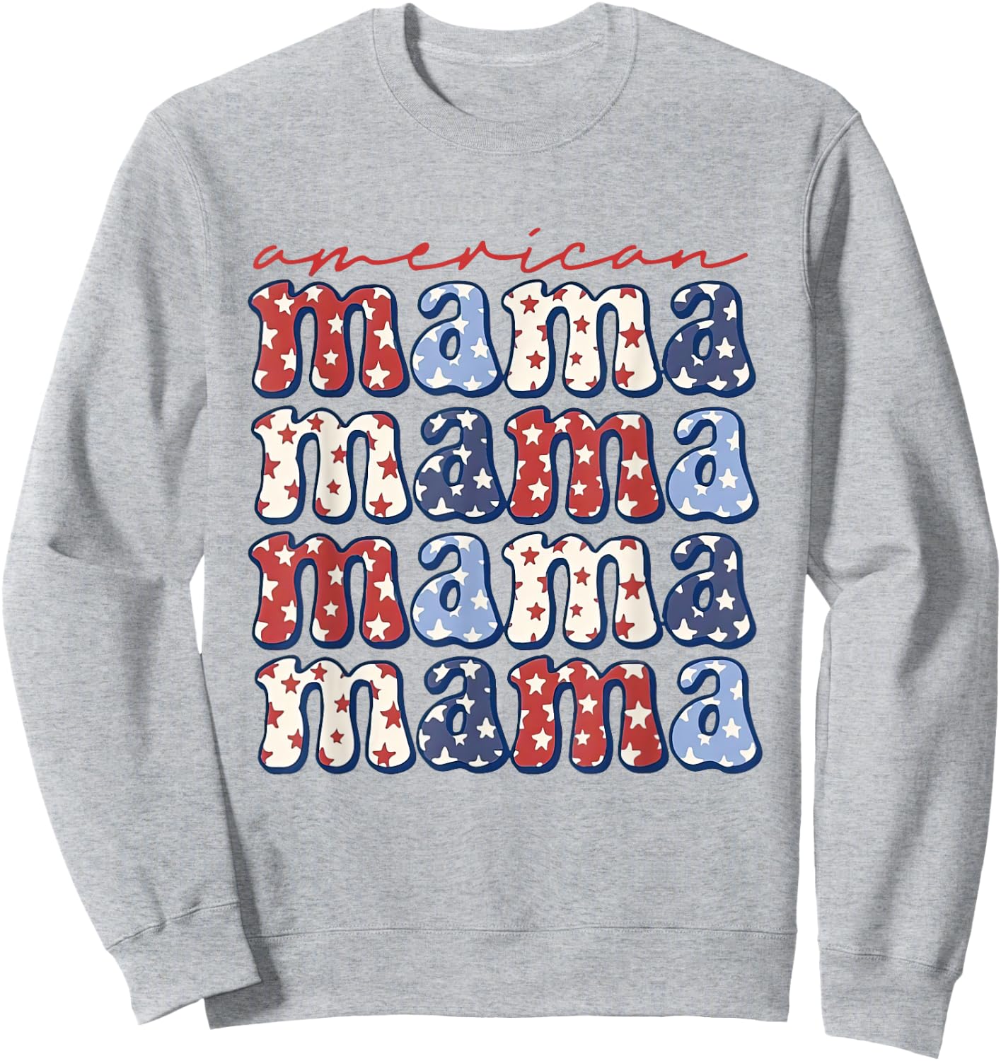 Retro Groovy American Mama 4th Of July Patriotic Mom Women Sweatshirt - Sweatshirt | Ash