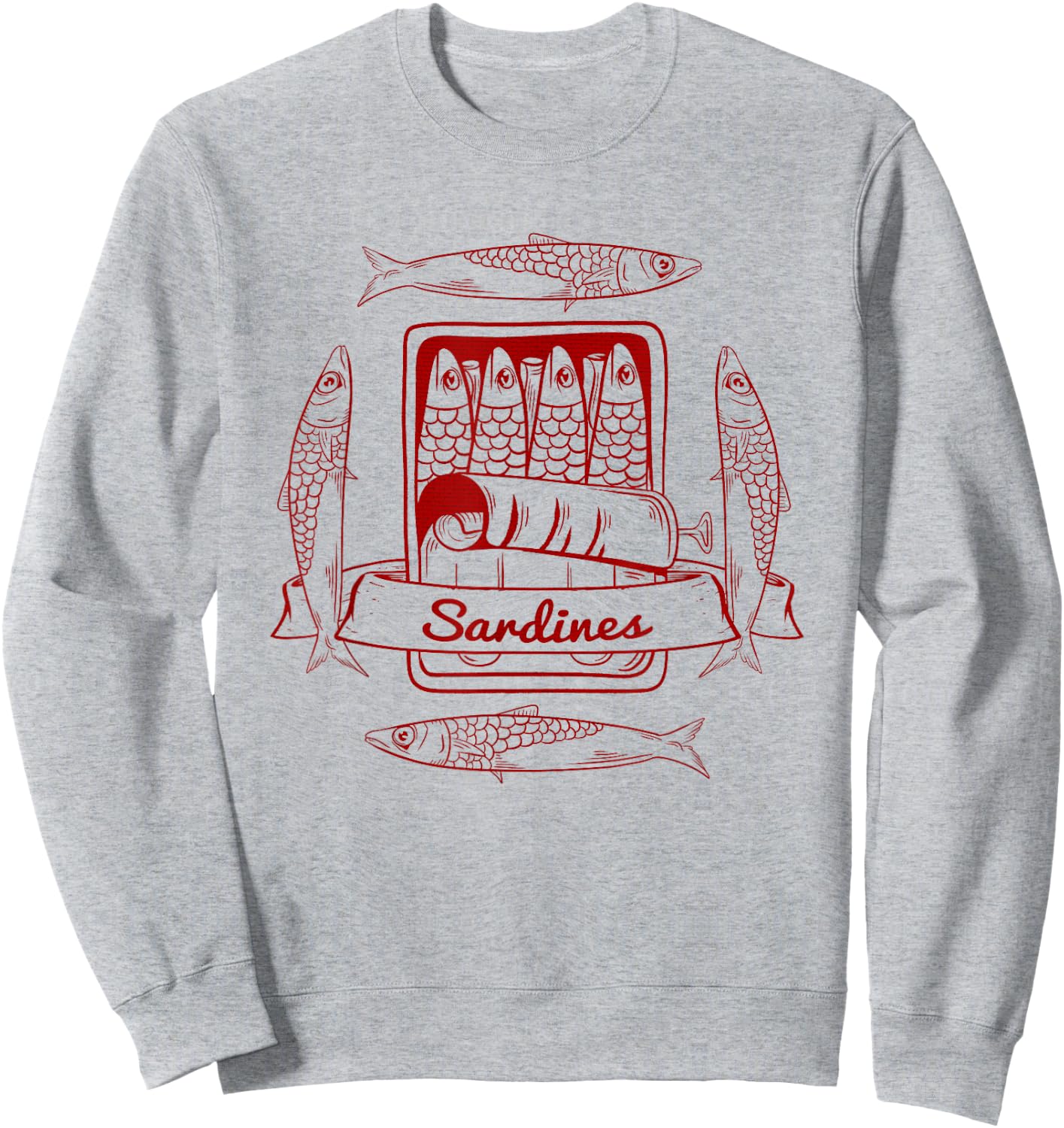 Food Designs by Early Kirky Sardines in a Tin Sweatshirt - Sweatshirt | Ash
