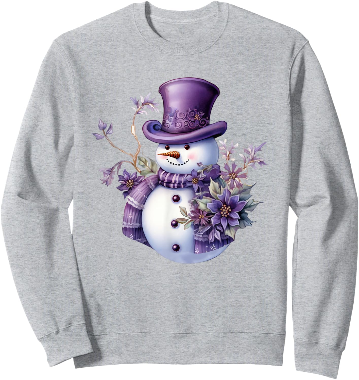 Purple Snowman Funny Cute Snowman Merry Christmas Men Women Sweatshirt - Sweatshirt | Ash