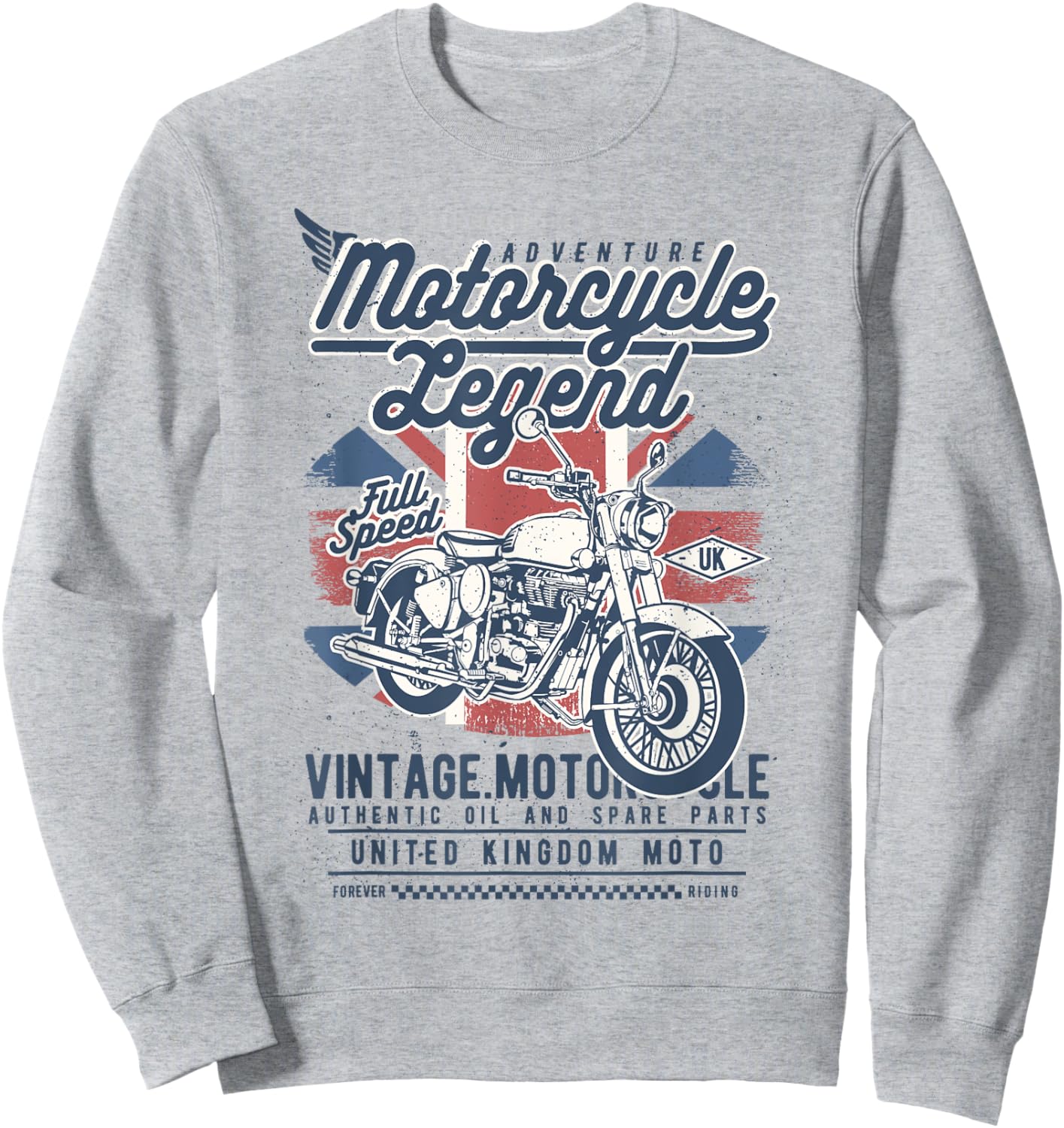 Retro British UK Vintage Style Motorcycle Adventure Design Sweatshirt - Sweatshirt | Ash