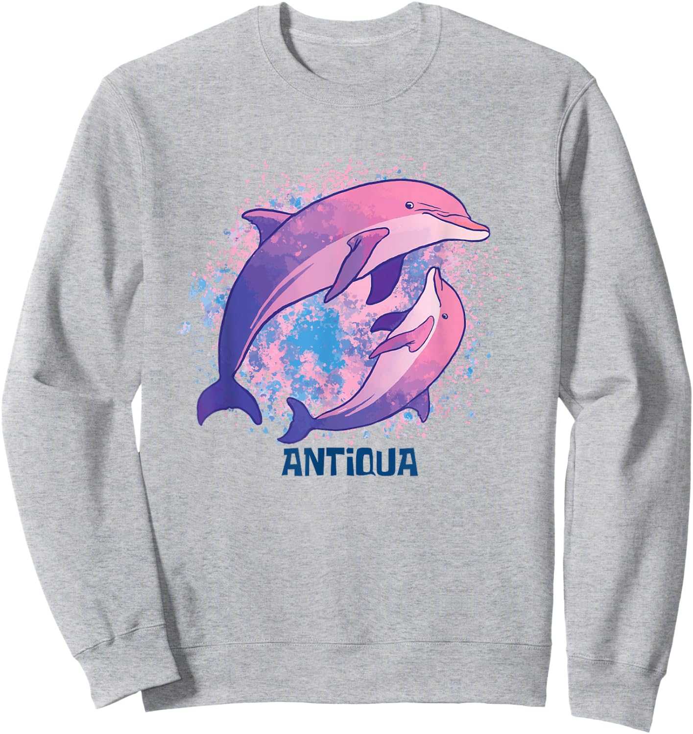 Ocean Dolphin Antiqua Vacation Boho Style Porpoise Beach Sweatshirt - Sweatshirt | Ash