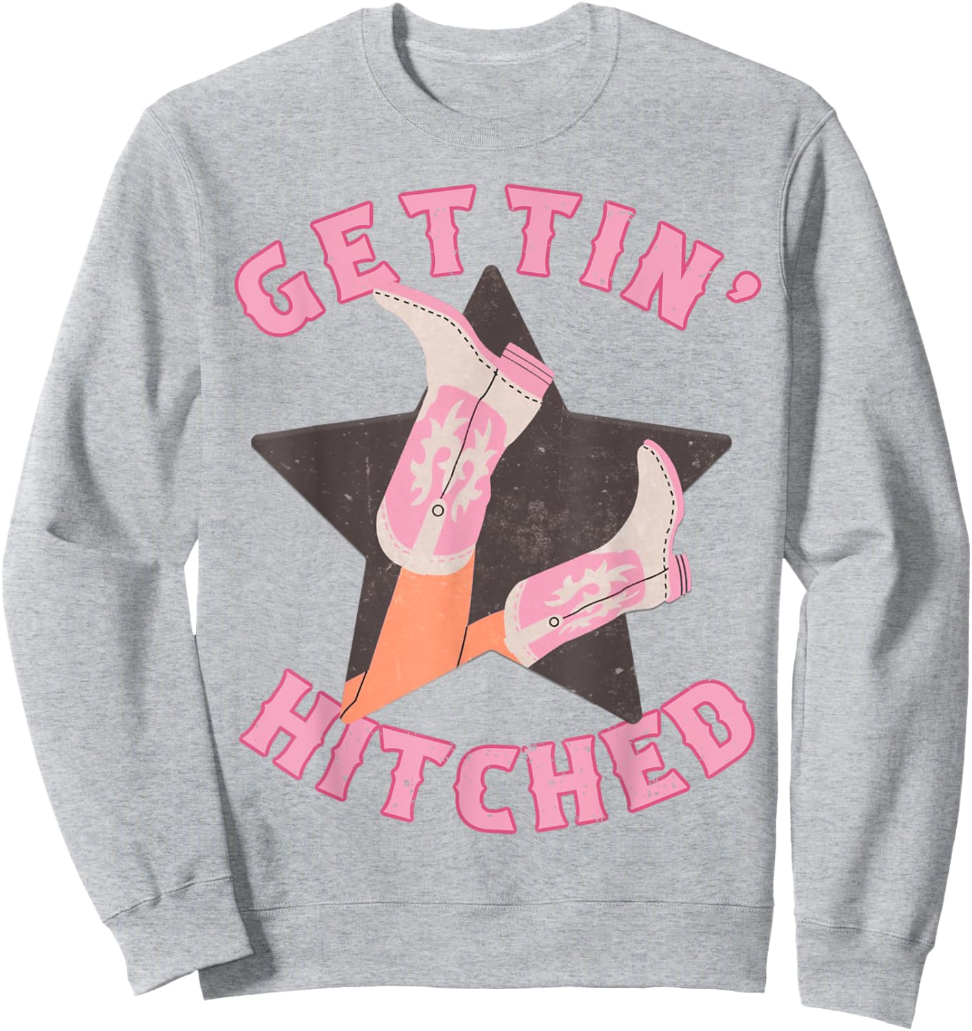 Western Gettin' Hitched Bridal Bachelorette Party Matching Sweatshirt - Sweatshirt | Ash