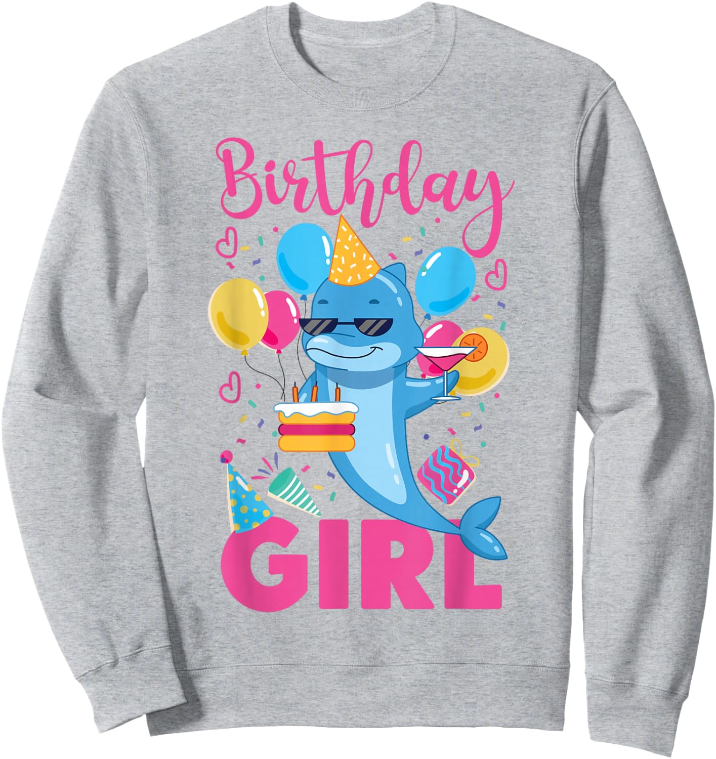 Dolphin Birthday Birthday Girl Sweatshirt - Sweatshirt | Ash