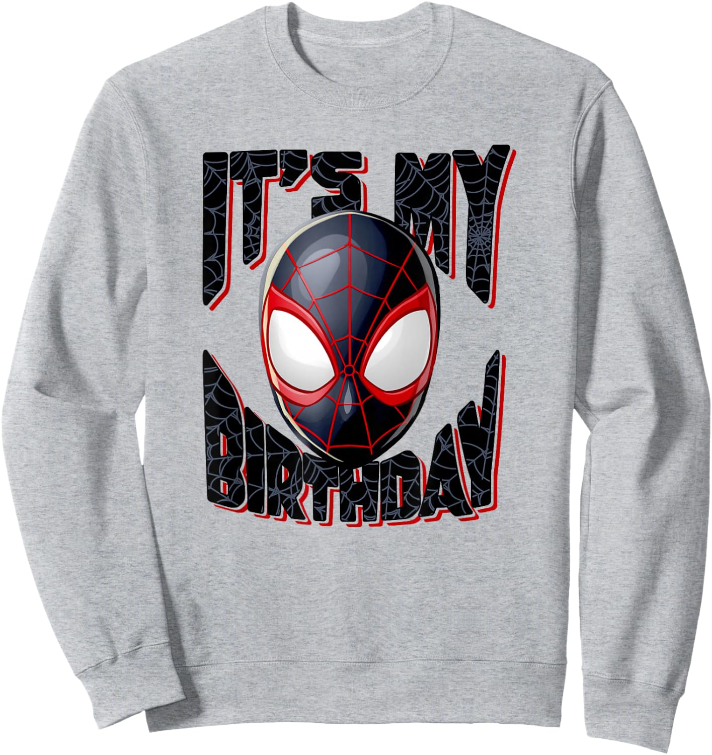 Marvel Spider-Man Miles Morales It's My Birthday Big Face Sweatshirt - Sweatshirt | Ash