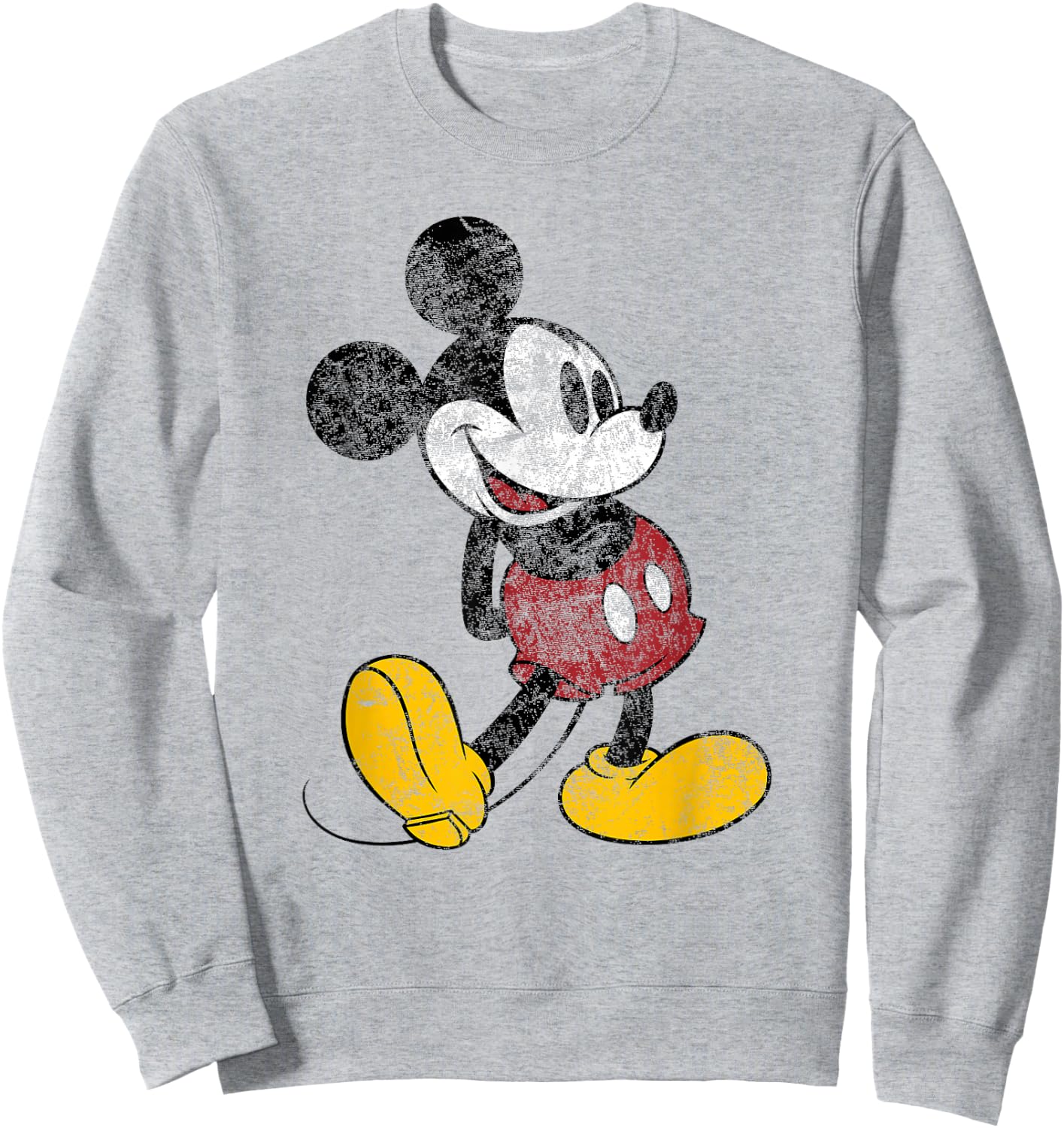 Disney Mickey Mouse Classic Standing Pose Distressed Sweatshirt - Sweatshirt | Ash