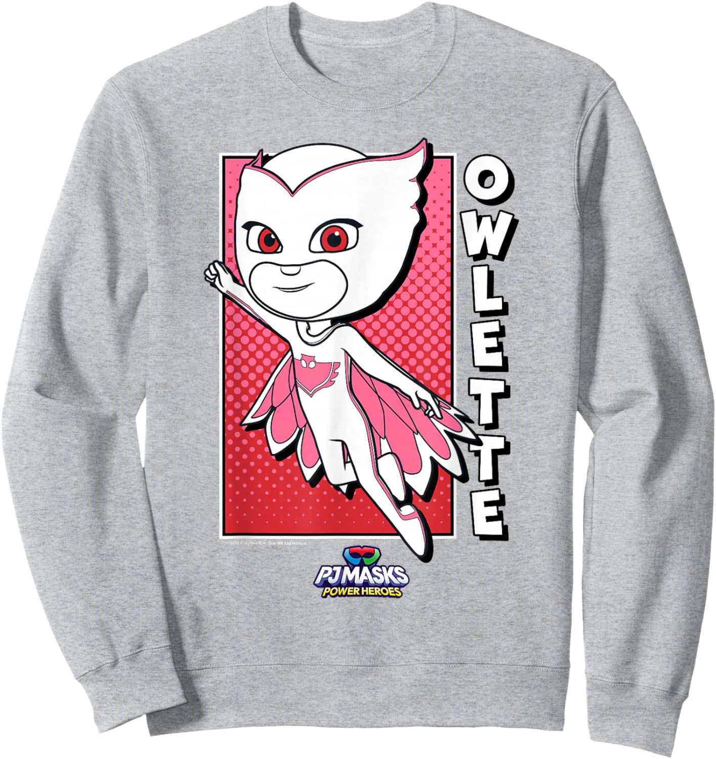 PJ Masks Owlette Comic Style Panel Logo Sweatshirt - Sweatshirt | Ash
