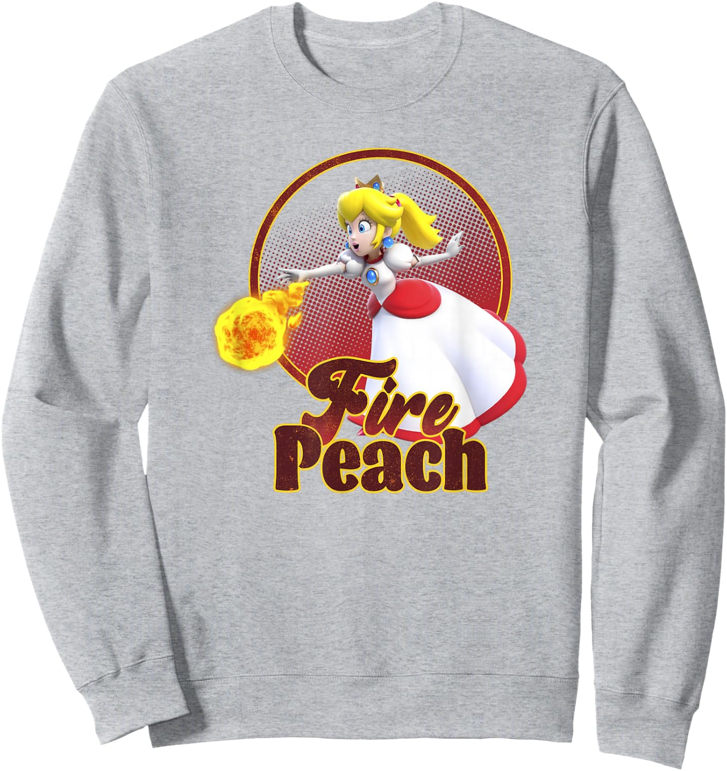 Super Mario Bros Princess Peach Fireball Character Icon Sweatshirt - Sweatshirt | Ash