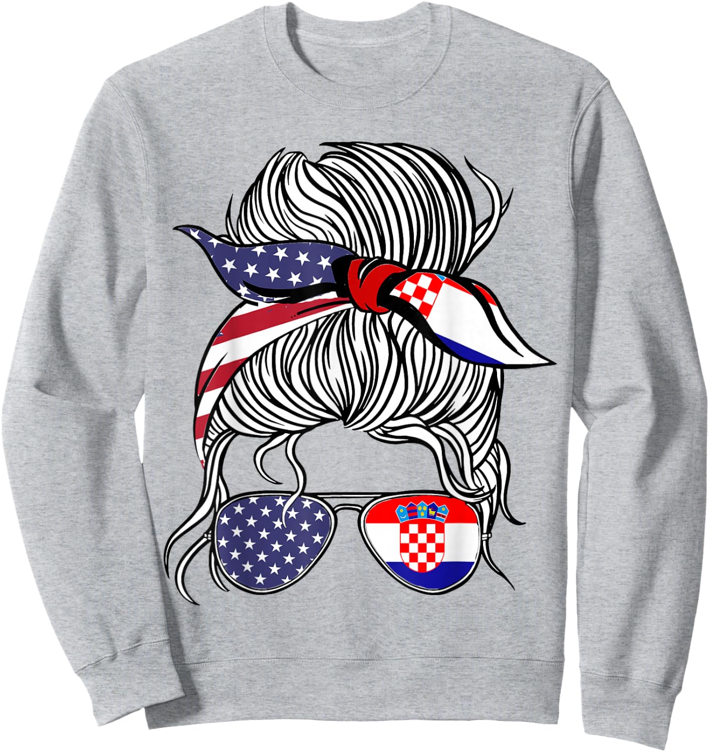 American Croatian Patriot Flag Women Girl Croatia Grown Sweatshirt - Sweatshirt | Ash