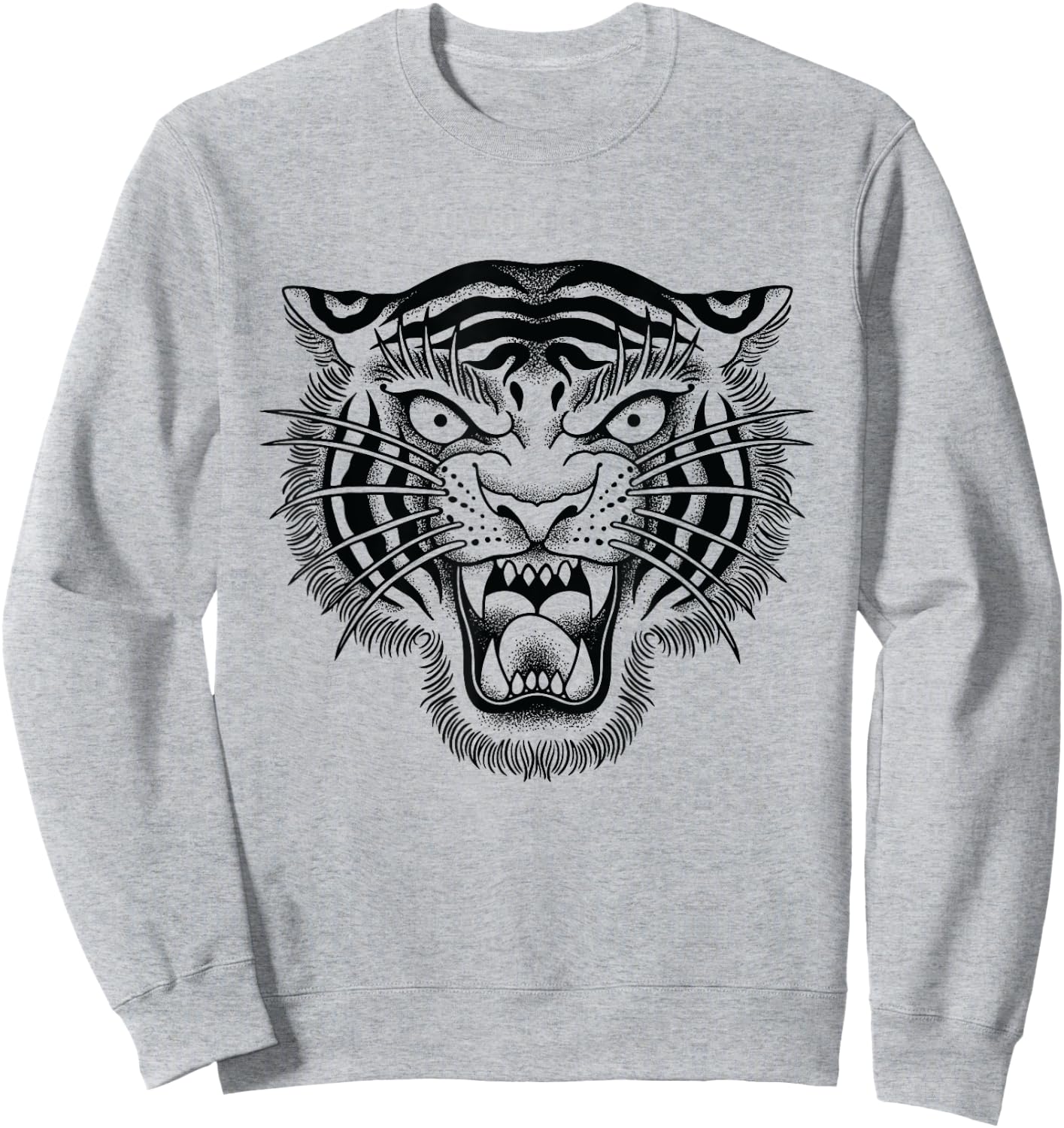 Tiger Head Traditional Tattoo art Graphic by Seven Relics Sweatshirt - Sweatshirt | Ash