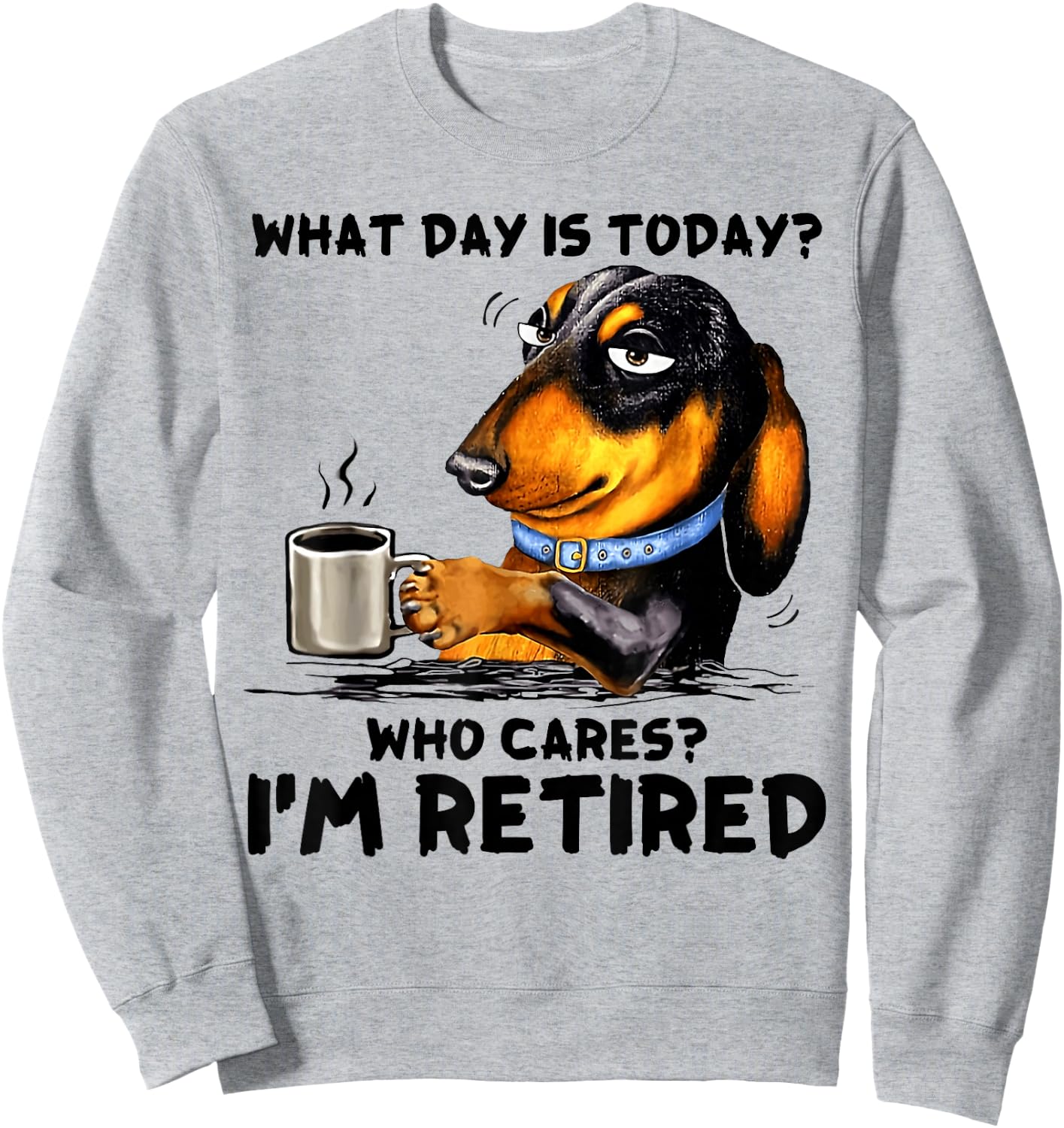 What Day Is Today Who Cares I'm Retired Dachshudn Dog Sweatshirt - Sweatshirt | Ash