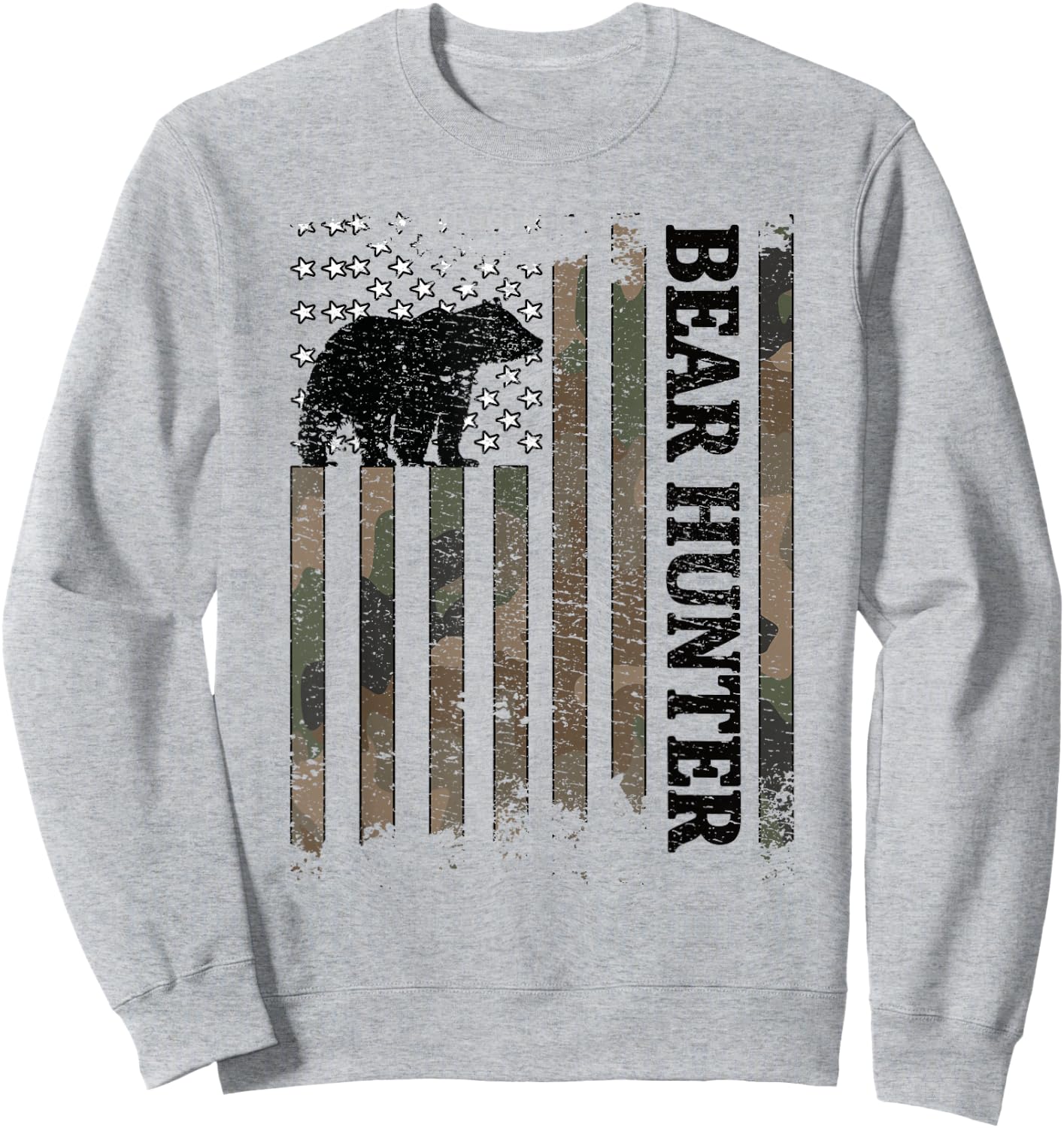 Bear Hunter American Flag Bear Hunting Lover Sweatshirt - Sweatshirt | Ash