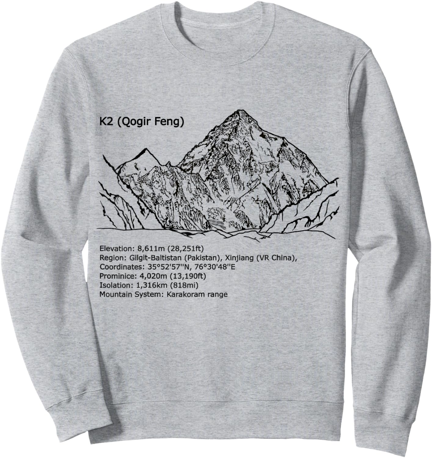 K2, Himalaya, Karakoram, eight-thousanders mountains, summit Sweatshirt - Sweatshirt | Ash