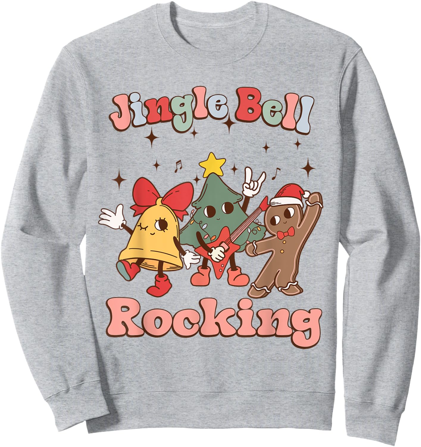 Jungle Bell Rocking Christmas Guitar Rock N Roll Retro 80s Sweatshirt - Sweatshirt | Ash
