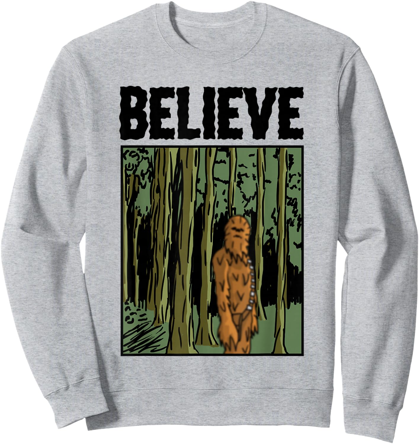 Star Wars Classic Chewbacca Big Foot Vintage Print Poster Sweatshirt - Sweatshirt | Ash