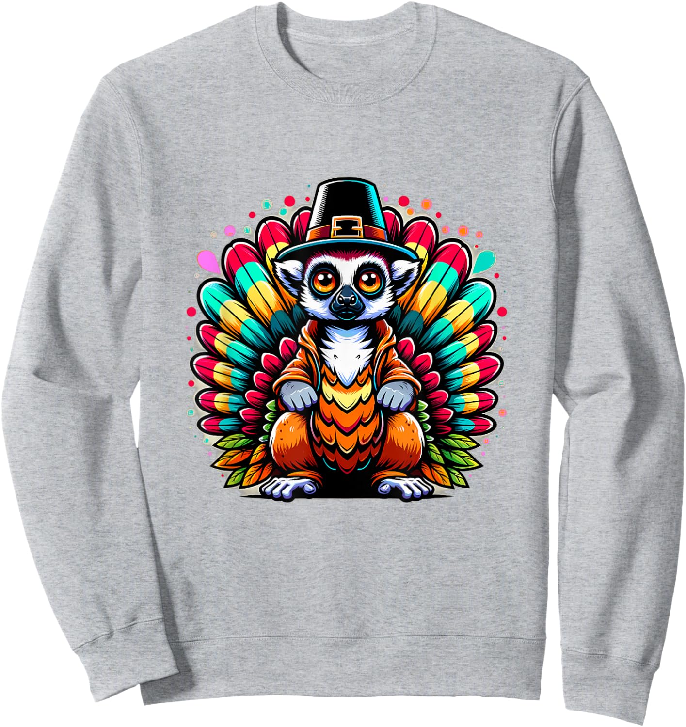 Humor Thanksgiving Turkey Lemur Sweatshirt - Sweatshirt | Ash