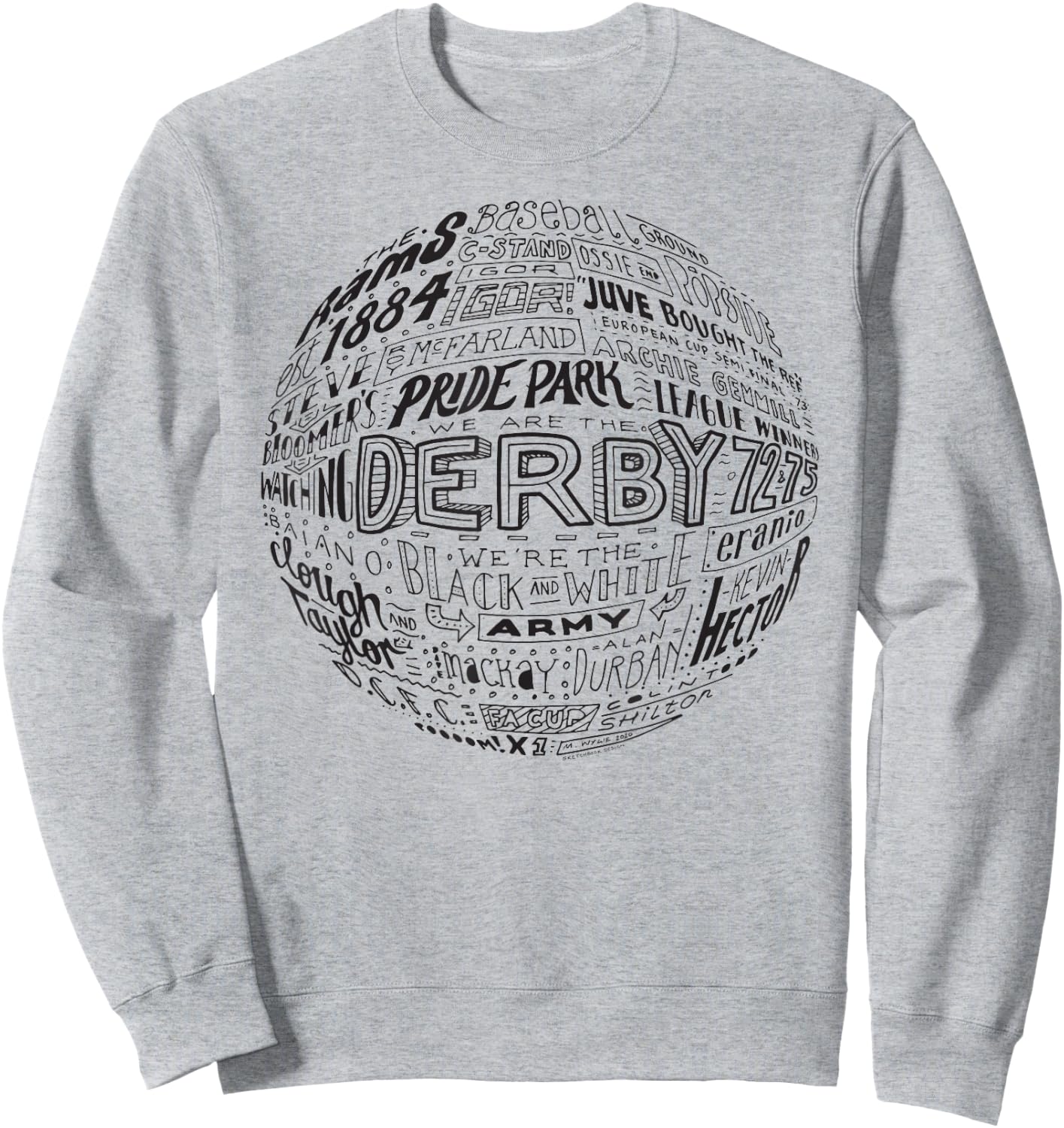 Derby County black typography football Sweatshirt - Sweatshirt | Ash