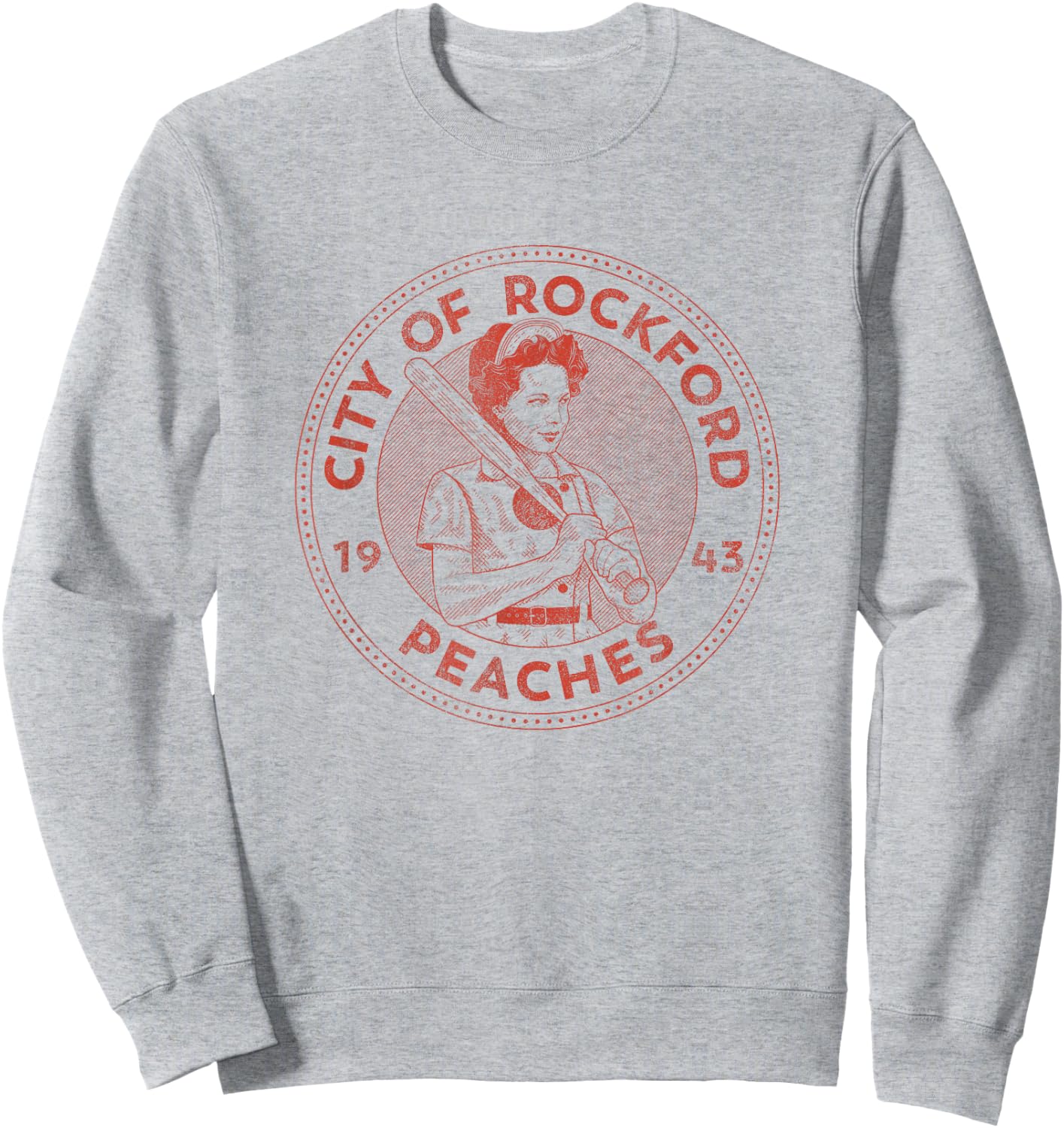 City of Rockford Peaches Baseball Sweatshirt - Sweatshirt | Ash