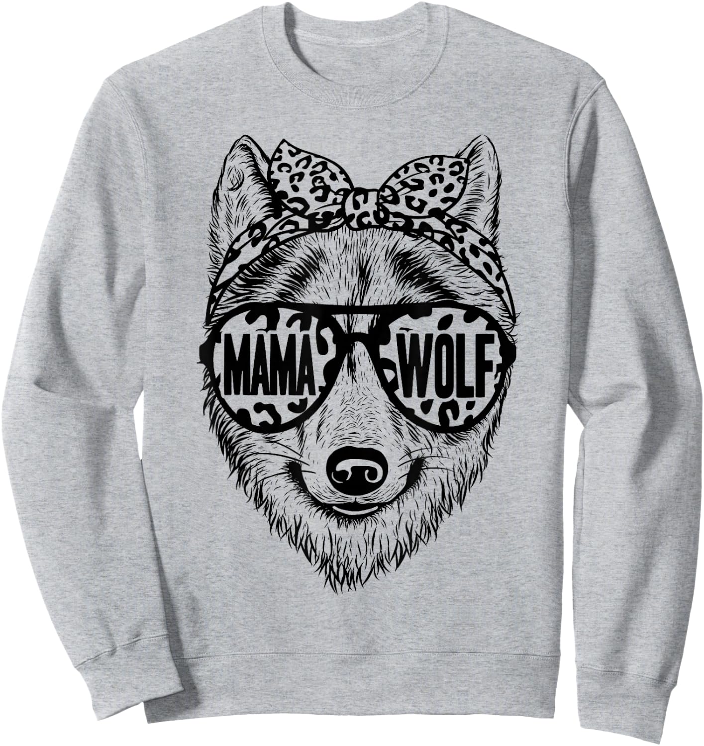 Wolf Face Sunglasses For Mom on Mother's Day Mama Wolf Sweatshirt - Sweatshirt | Ash