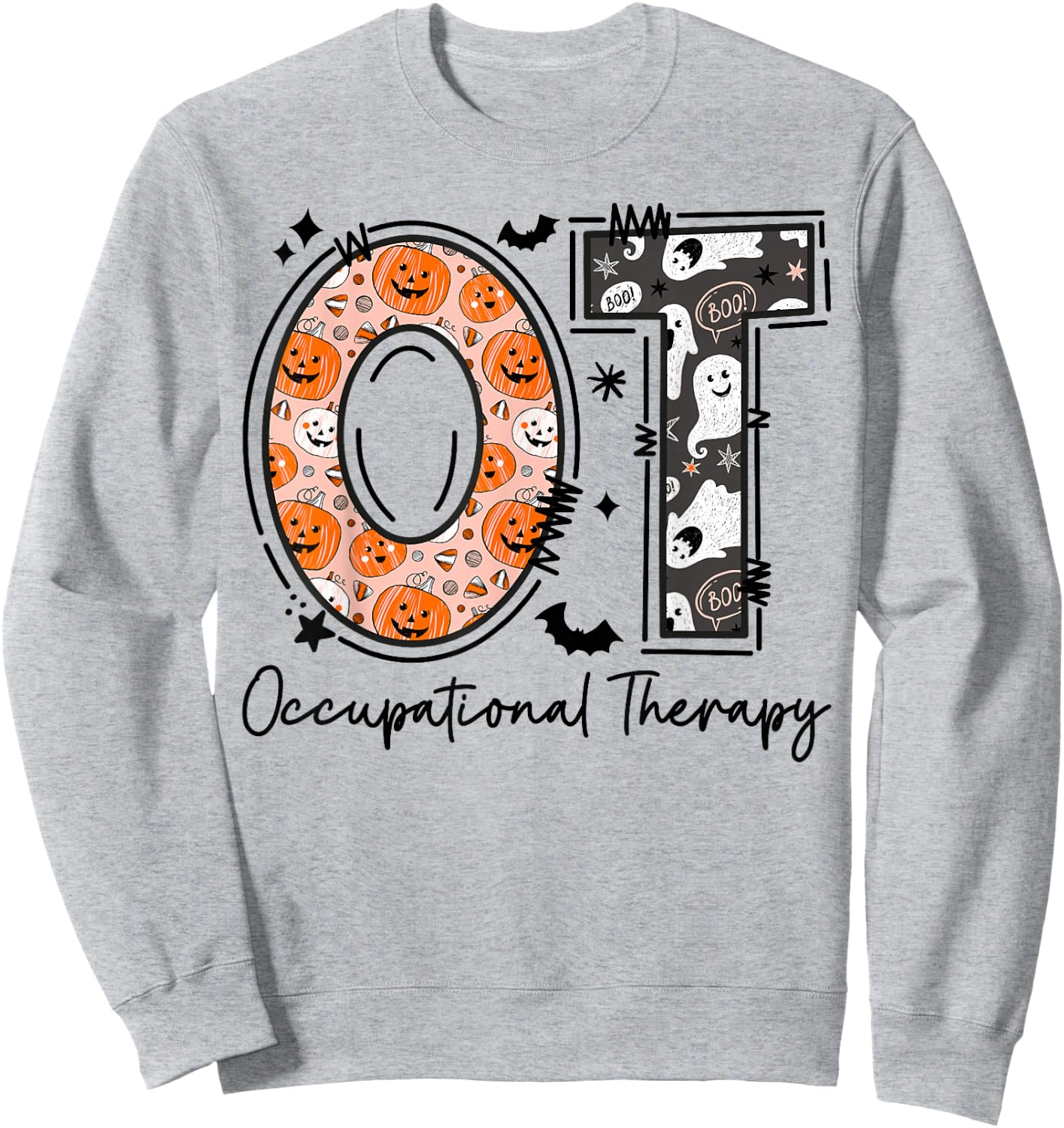 OT Occupational Therapy Therapist Halloween OTA Spooky Sweatshirt - Sweatshirt | Ash