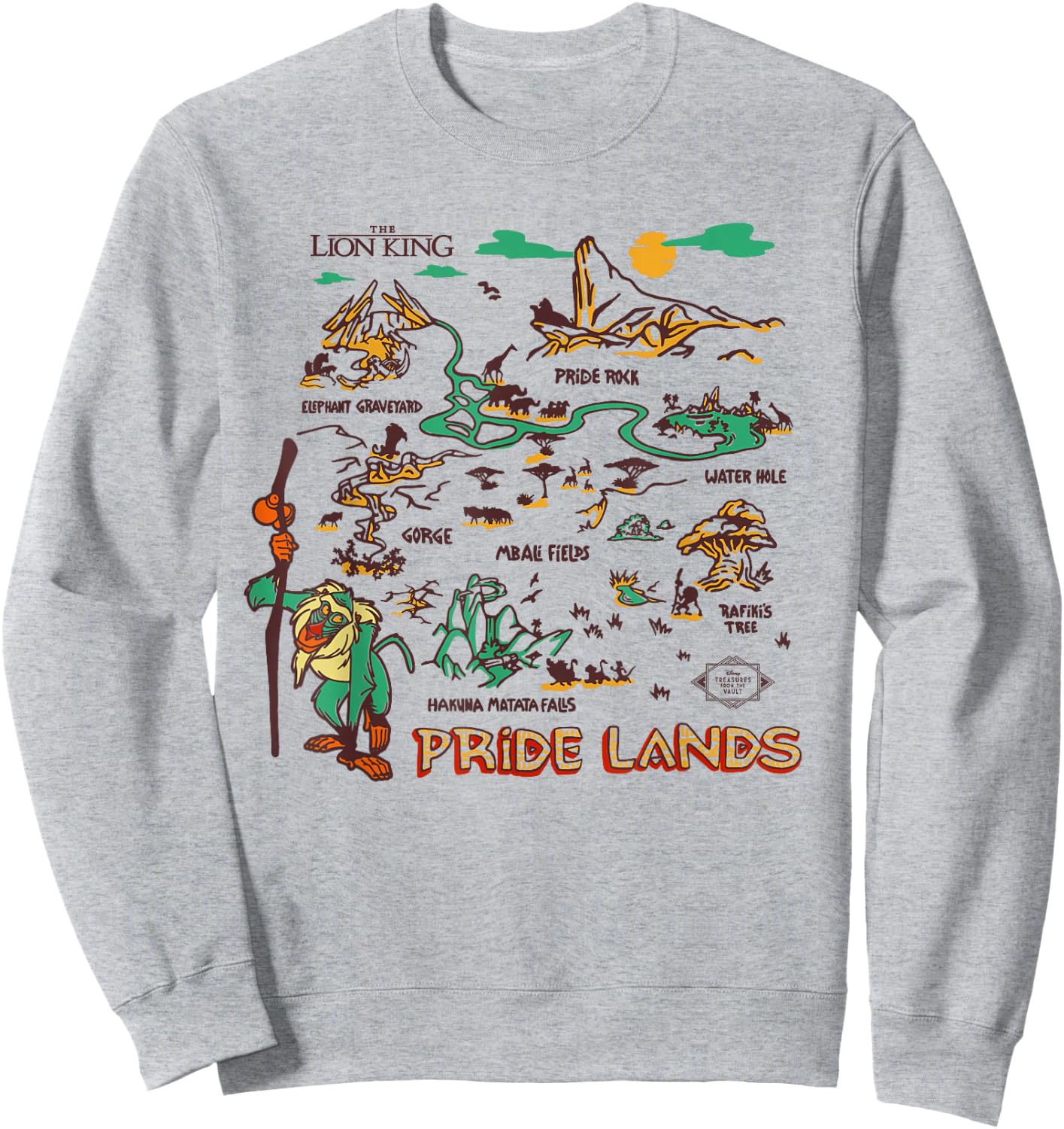 Disney The Lion King Rafiki Pride Lands Map Sweatshirt - Sweatshirt | Ash