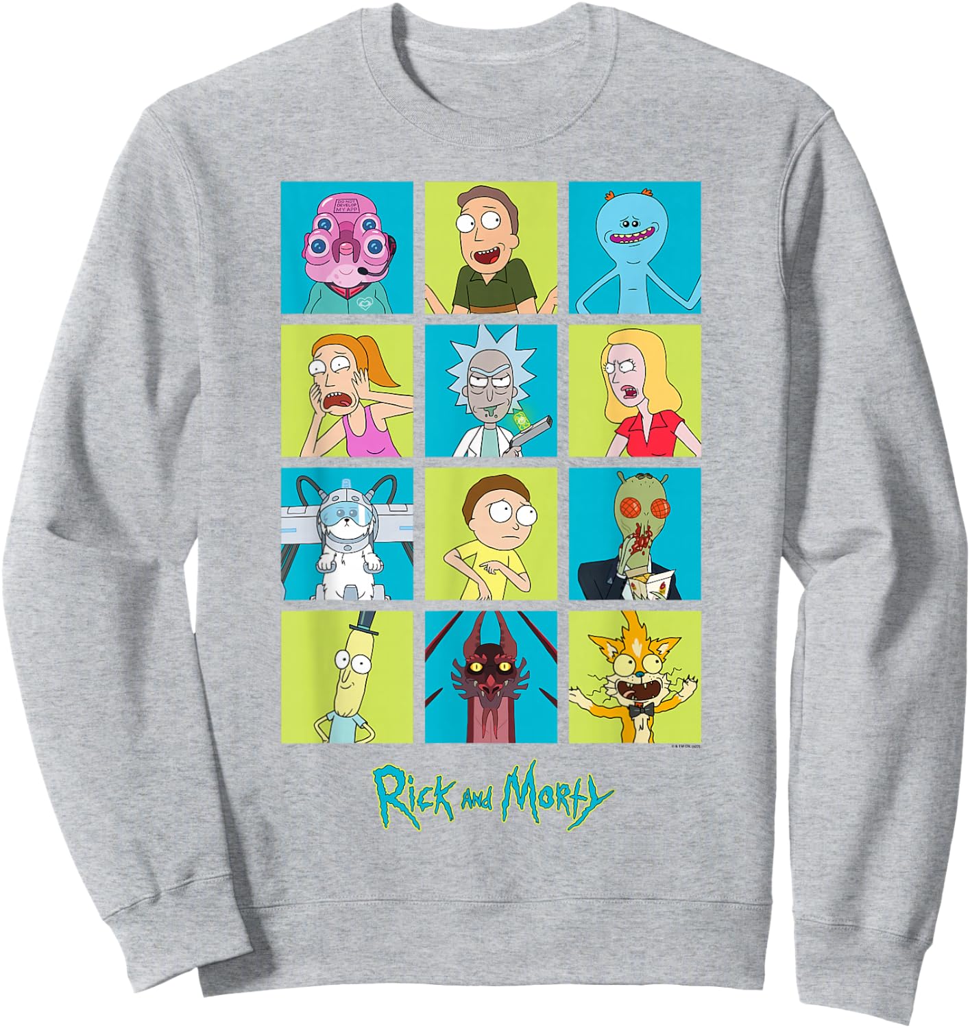 Rick and Morty Characters Adult Cartoon Fashion Sweatshirt - Sweatshirt | Ash