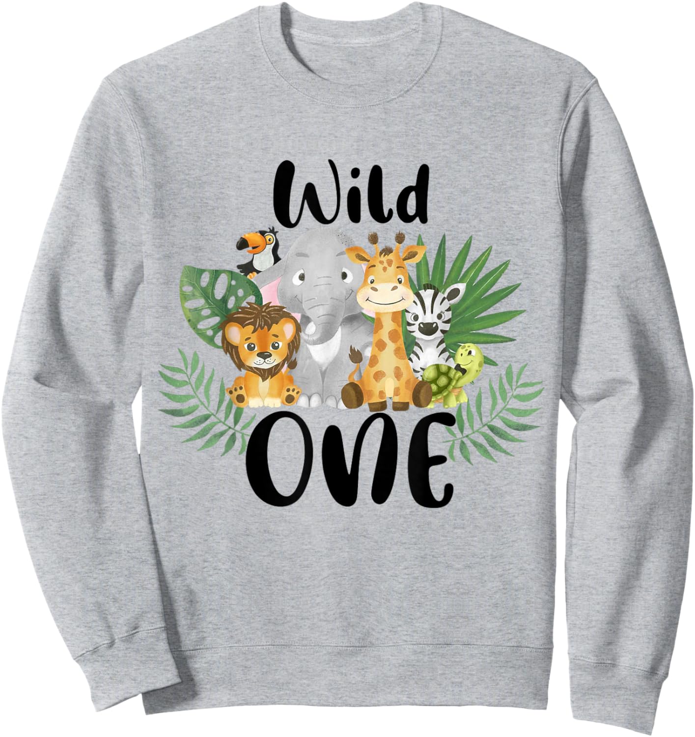 Kids Wild One 1st Birthday Boy Funny Zoo Animals Son Toddler Sweatshirt - Sweatshirt | Ash