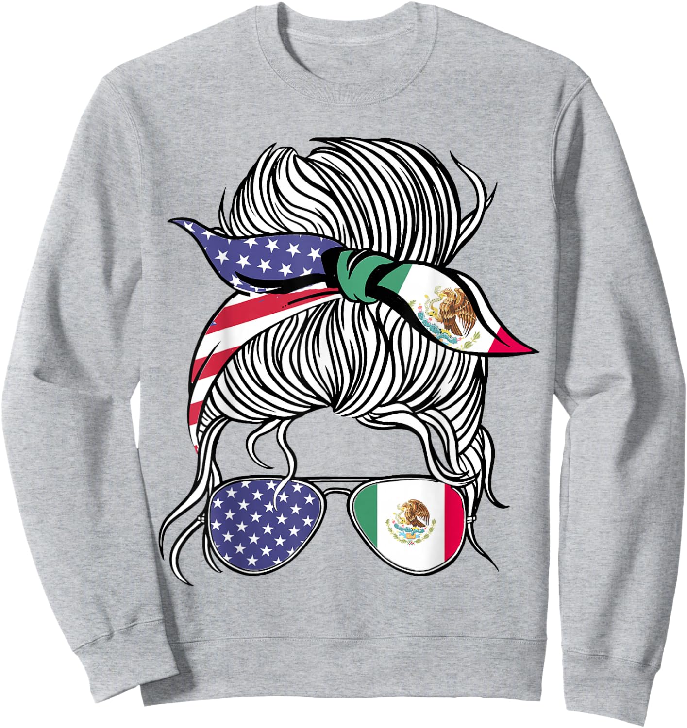 Mexican American Patriot Grown Proud Women Girl Flag Sweatshirt - Sweatshirt | Ash