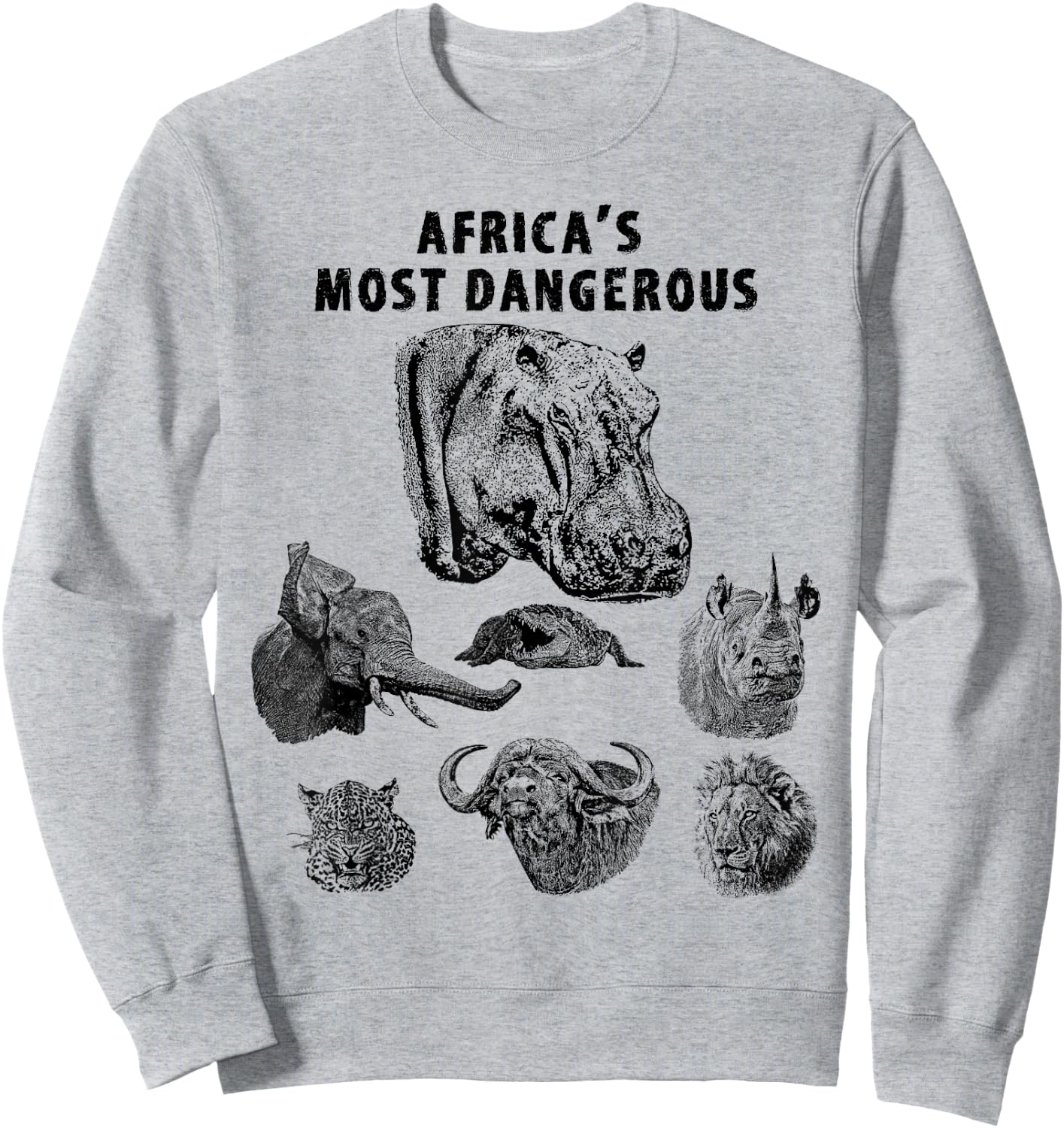 Hippopotamus Africa's Most Dangerous Wild Animals Sweatshirt - Sweatshirt | Ash