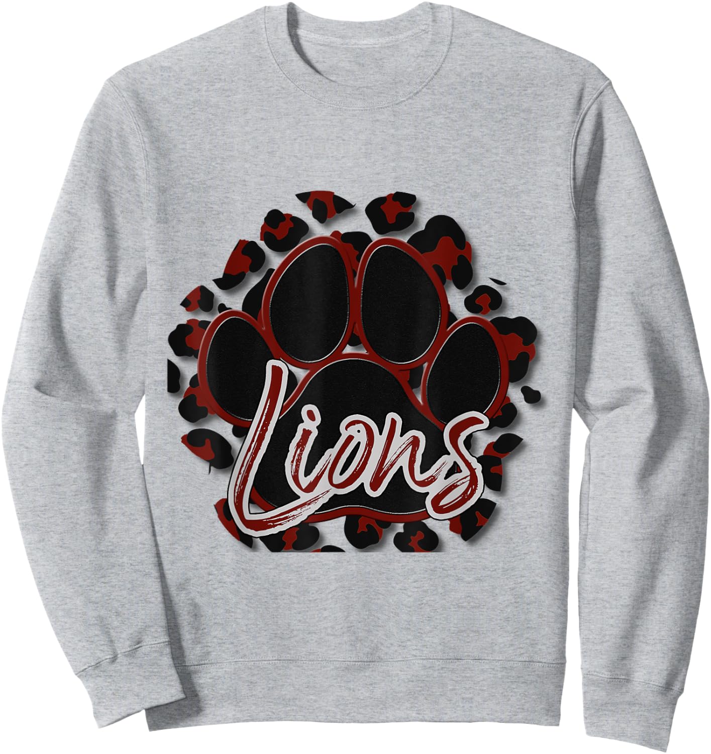 Lions Maroon Black Cheetah School Sports Fan Team Spirit Sweatshirt - Sweatshirt | Ash