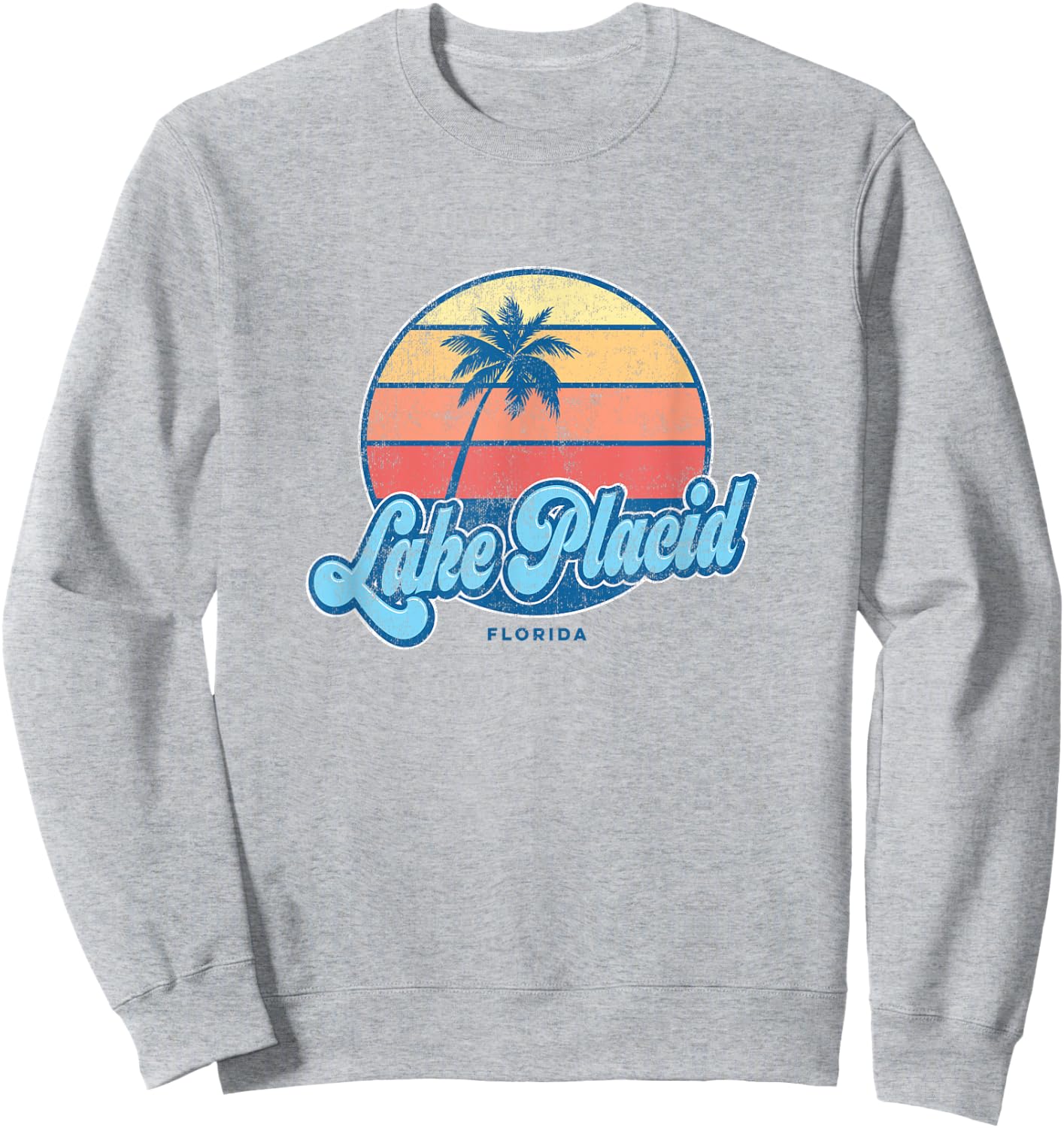 Vintage Lake Placid Florida FL Classic 70s Retro Surfer Sweatshirt - Sweatshirt | Ash