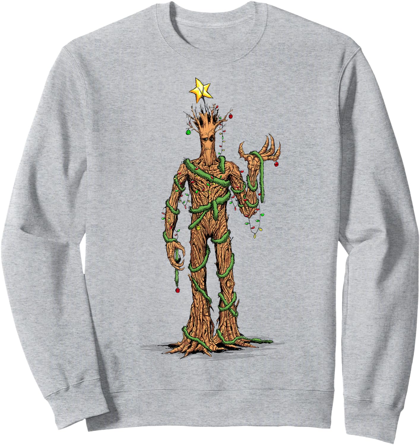 Marvel Guardians of the Galaxy Christmas Tree Groot Portrait Sweatshirt - Sweatshirt | Ash