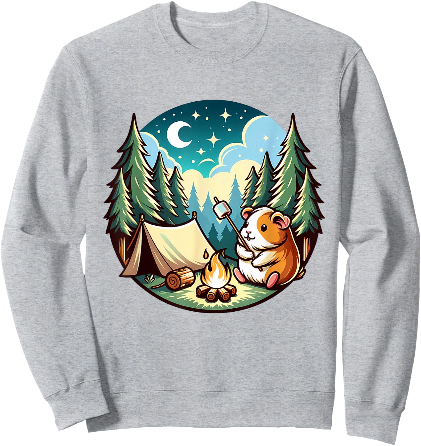 Funny Guinea Pig Camping Cute Guinea Pigs Pets Women Men Sweatshirt - Sweatshirt | Ash