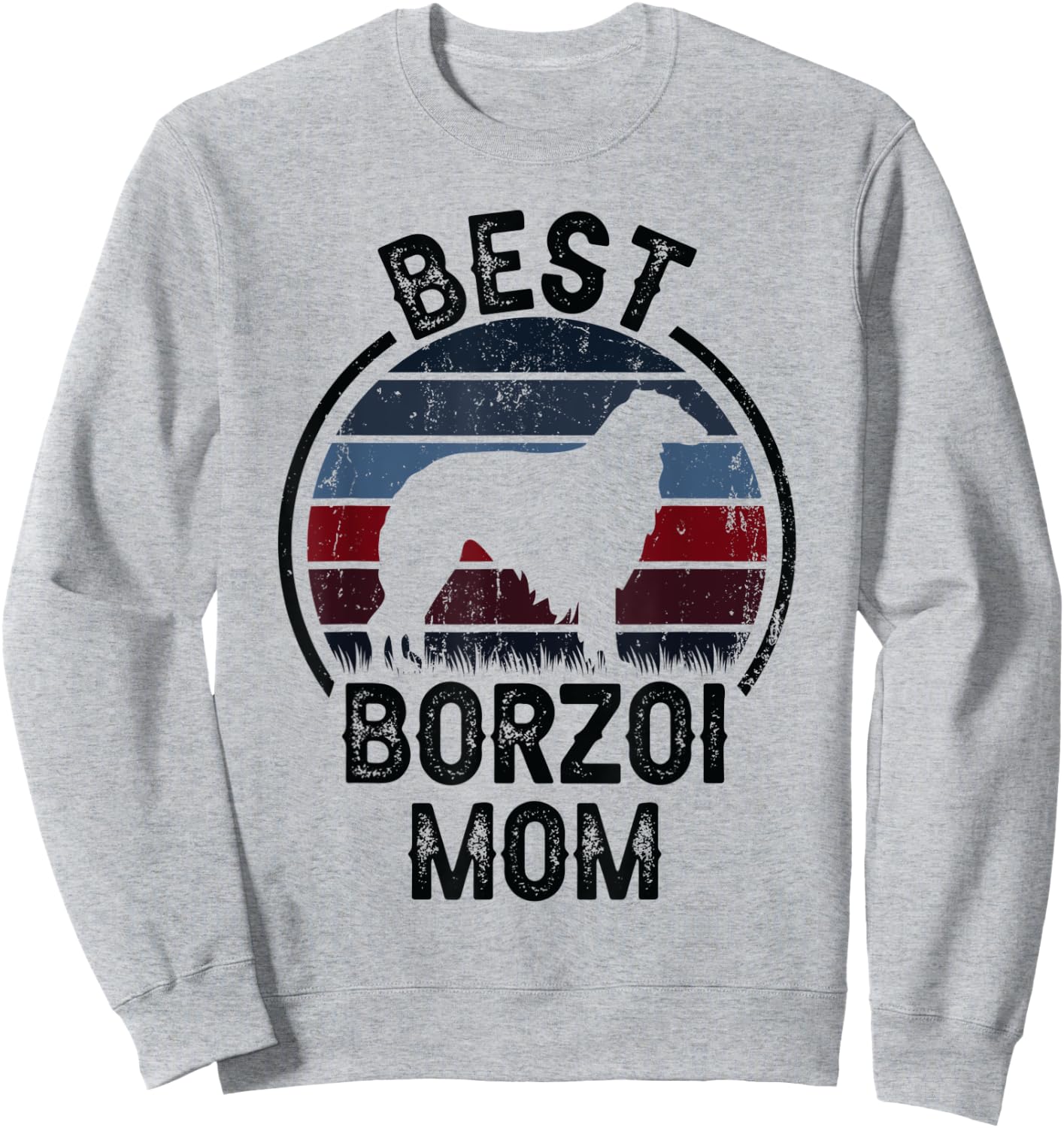 Best Dog Mother Mom - Vintage Borzoi Sweatshirt - Sweatshirt | Ash