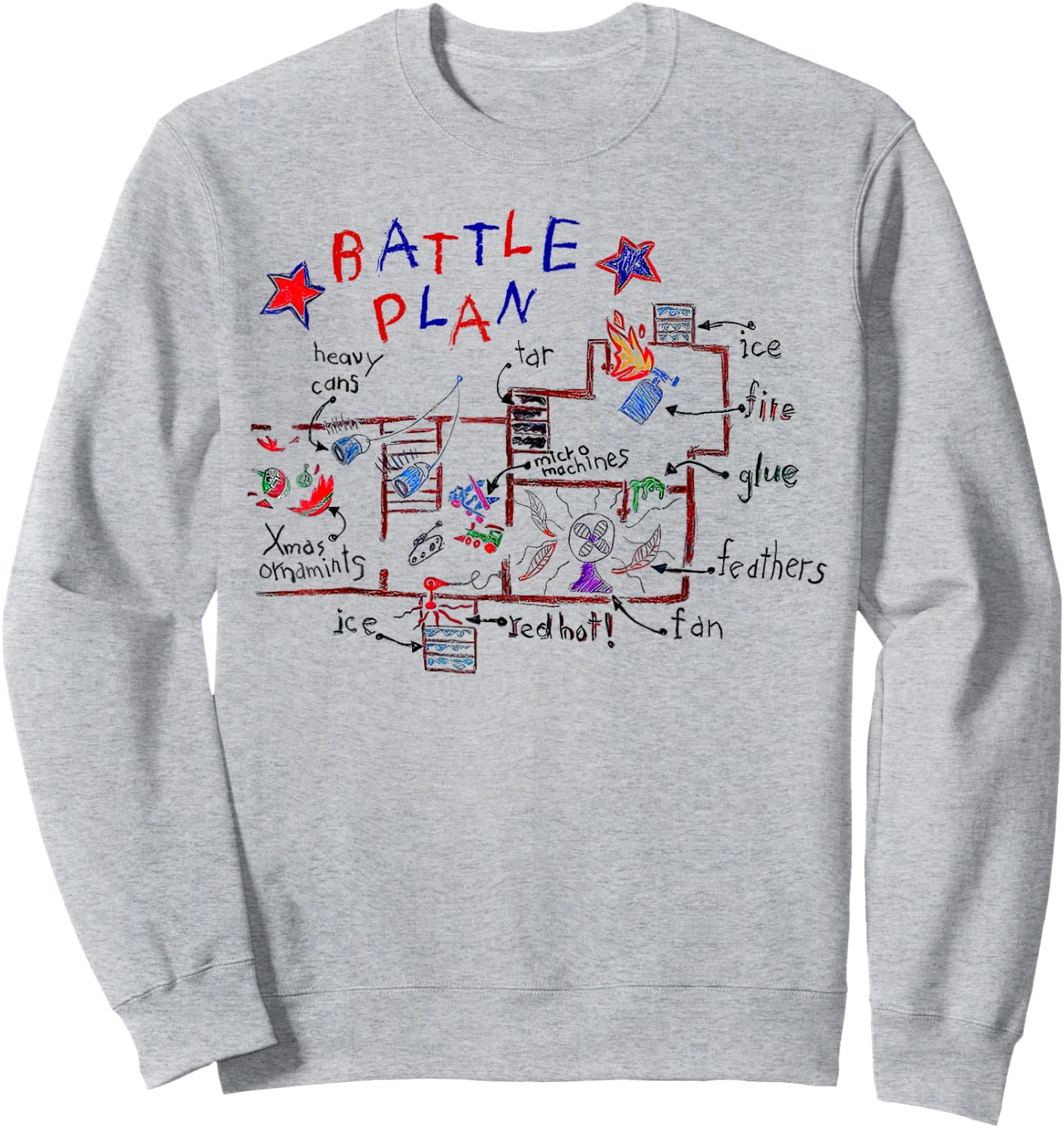 Funny Battle Plan Christmas Home Kids Hand Dawn Alone Xmas Sweatshirt - Sweatshirt | Ash