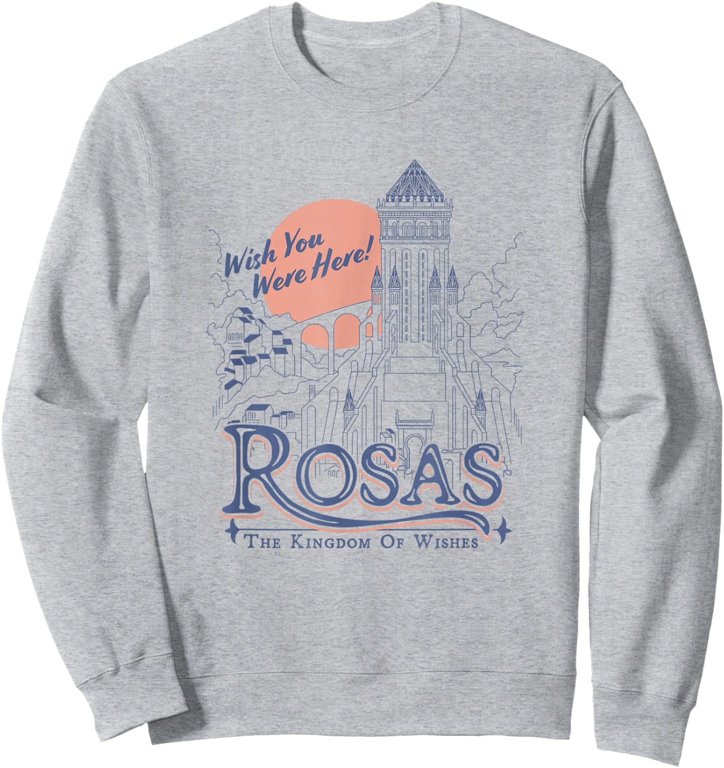 Disney Wish Rosas Wish You Were Here Travel Poster Line Art Sweatshirt - Sweatshirt | Ash