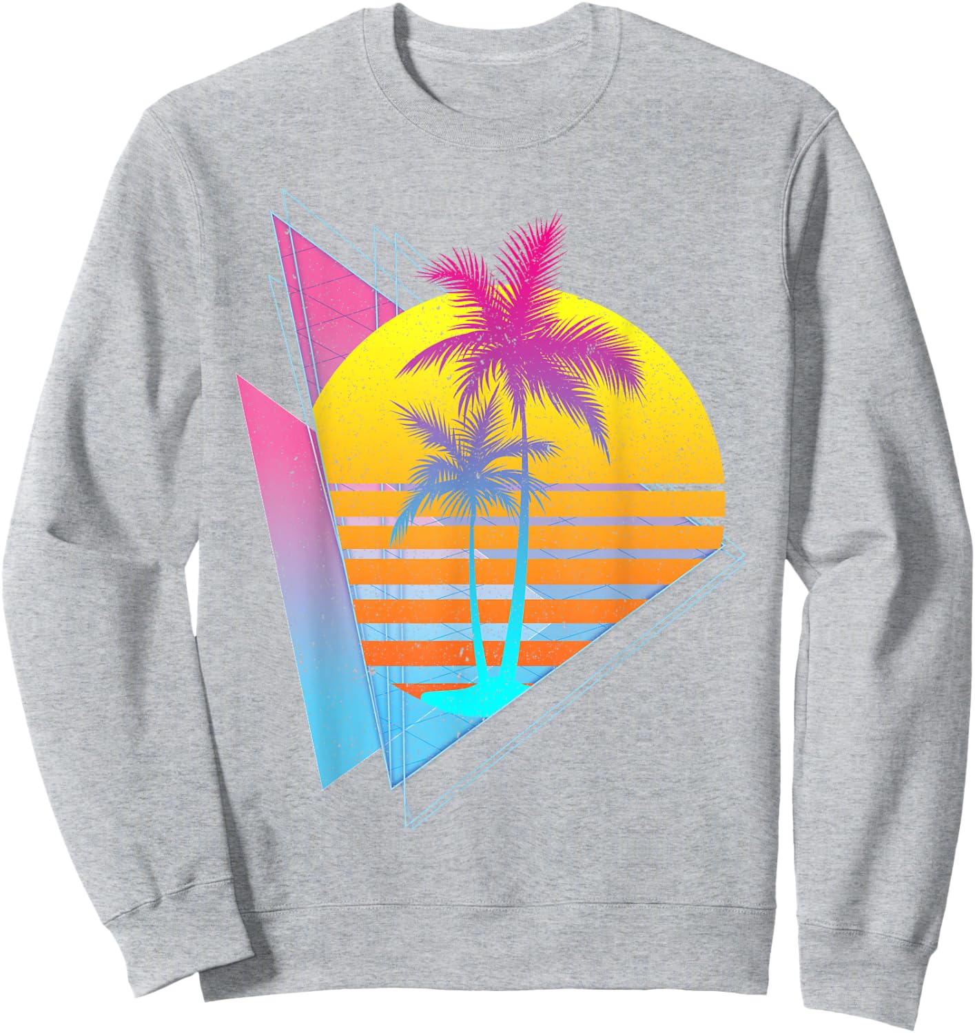 Vaporwave 80s Art Palm Trees Retro Sunset Tropical Summer Sweatshirt - Sweatshirt | Ash