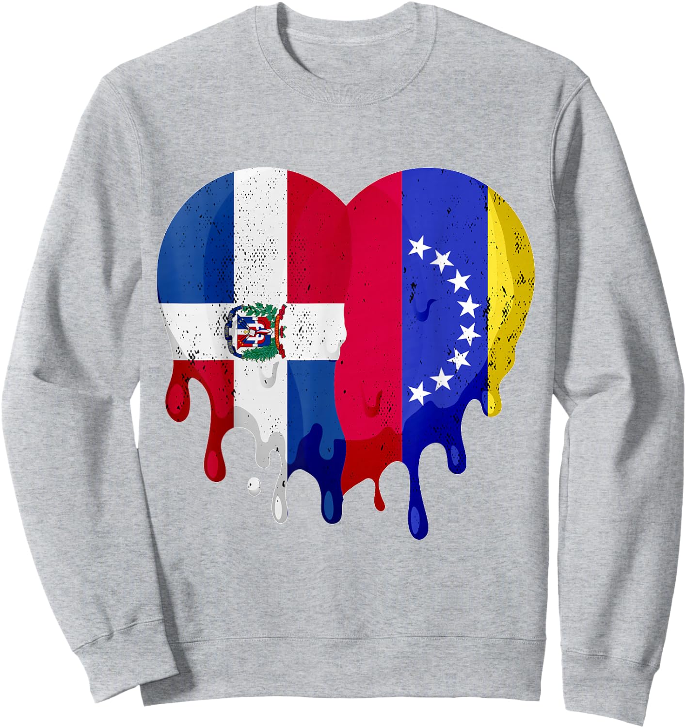 Dominican Republic Venezuela Flag Heart Citizen Patriot Sweatshirt - Sweatshirt | Ash