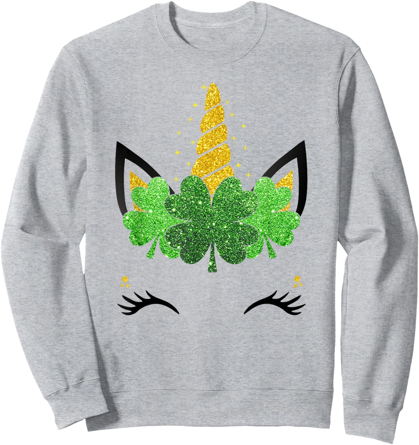 Unicorn Face St Patrick's Day Girls Kids Women Sweatshirt - Sweatshirt | Ash