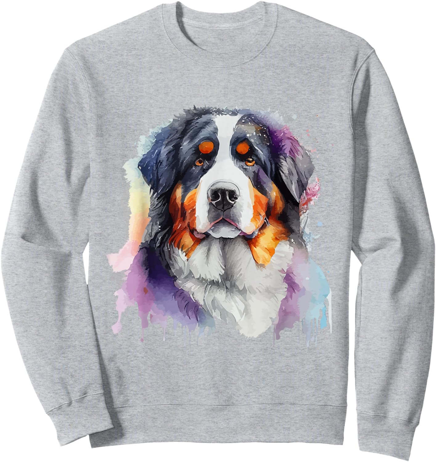 Bernese Mountain Dog Colorful Pop Art Tie Dye Tri Color Sweatshirt - Sweatshirt | Ash