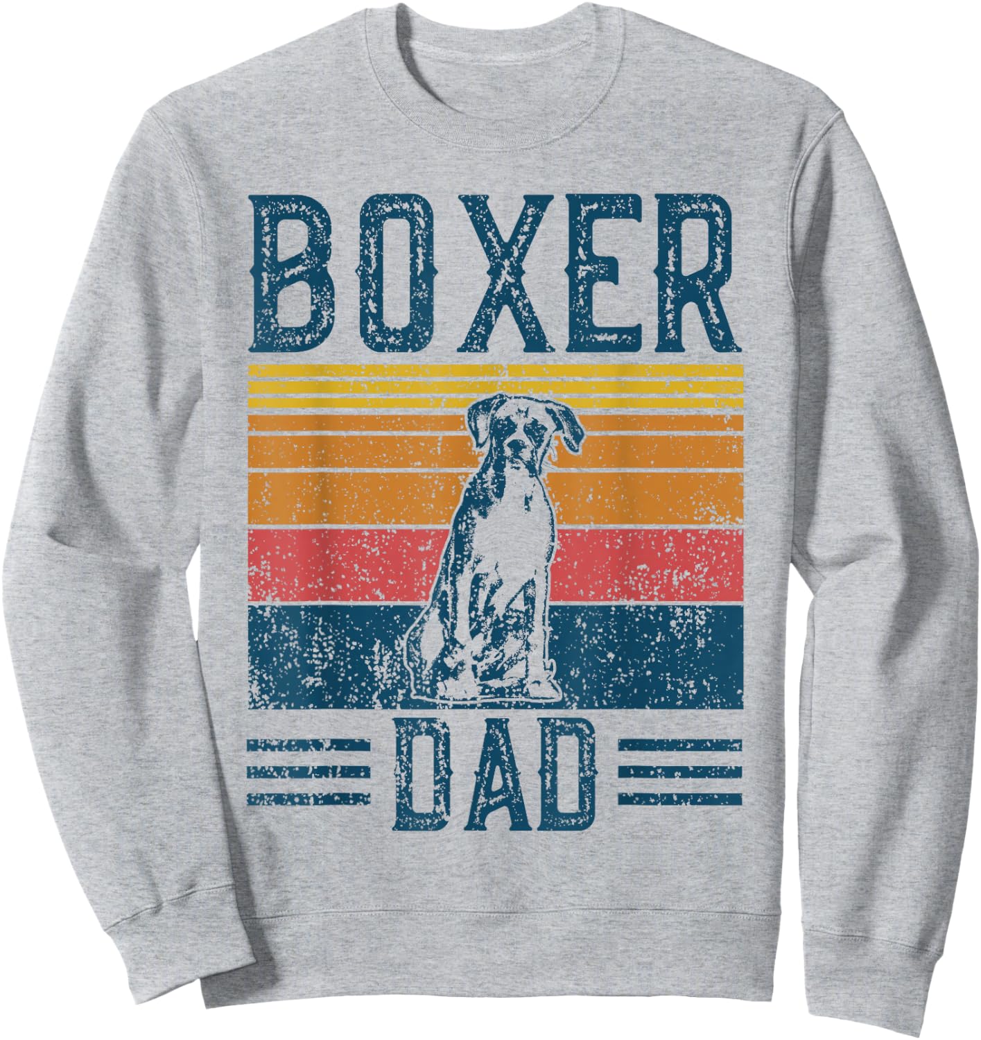 Retro Boxer Dad Geschenk Fr Herren - Vintage Dad Boxer Papa - Grey, Small - Modern, Letter Print, , Short Sleeve, -Adults Sweatshirt - Sweatshirt | Ash