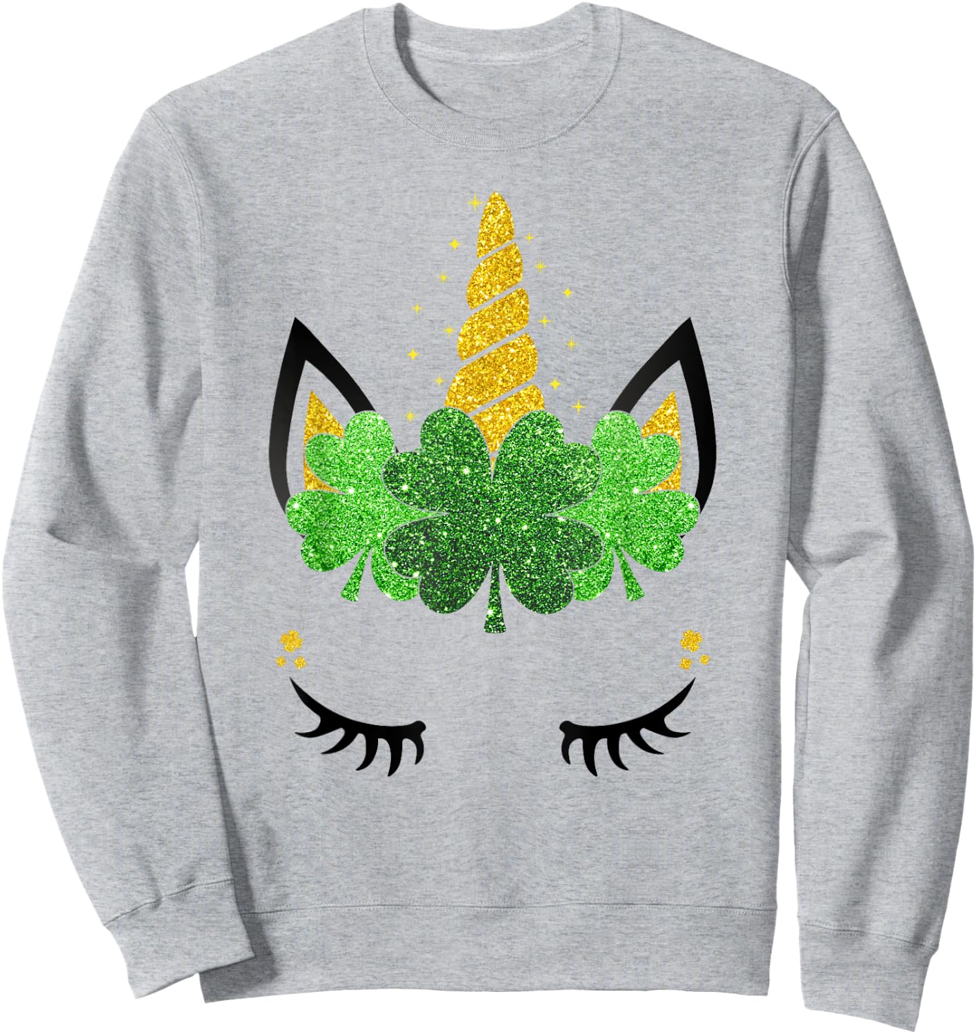 Unicorn Face St Patrick's Day Girls Kids Women Sweatshirt - Sweatshirt | Ash