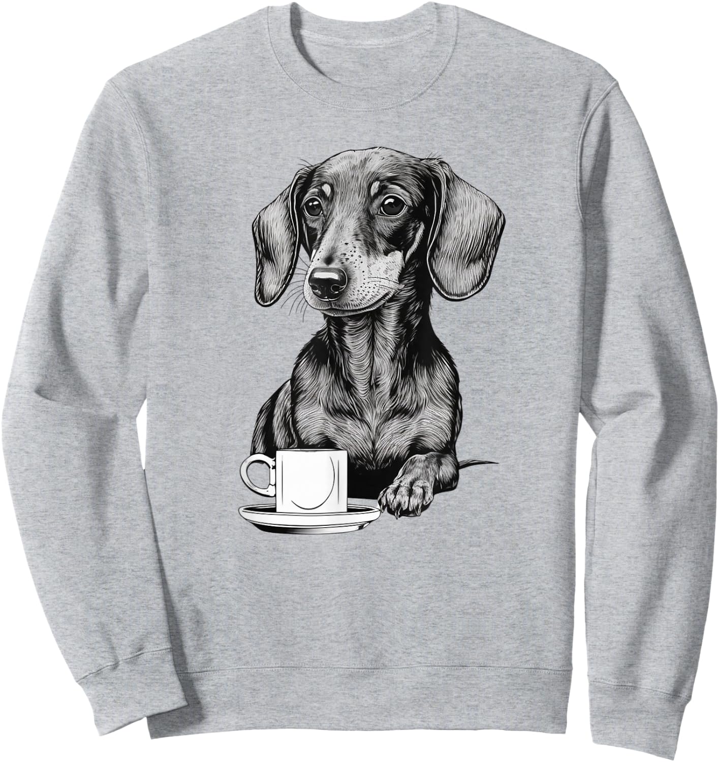 Dachshund Puppy Wiener with Coffee Sweatshirt - Sweatshirt | Ash
