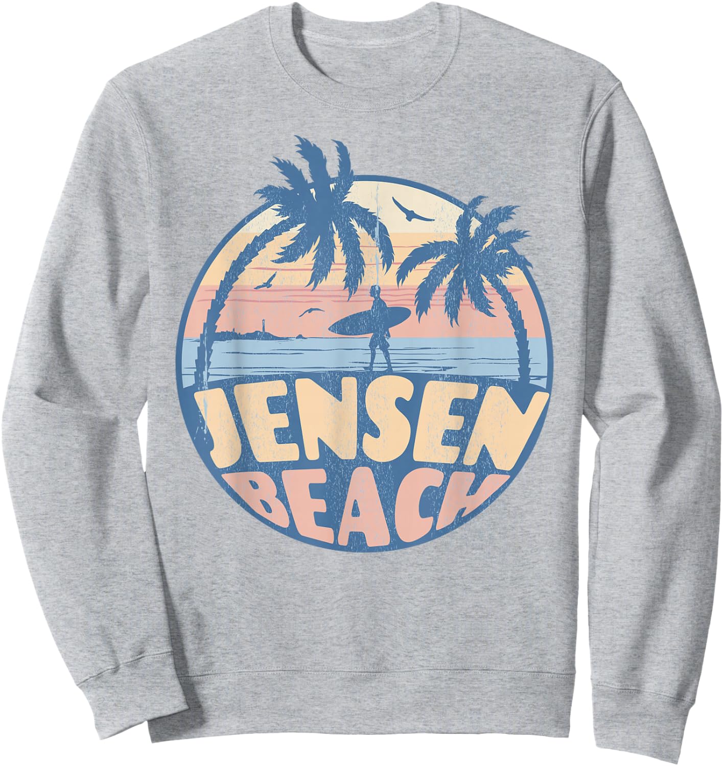 Jensen Florida Beach Surf Summer Vacation Vintage Sweatshirt - Sweatshirt | Ash