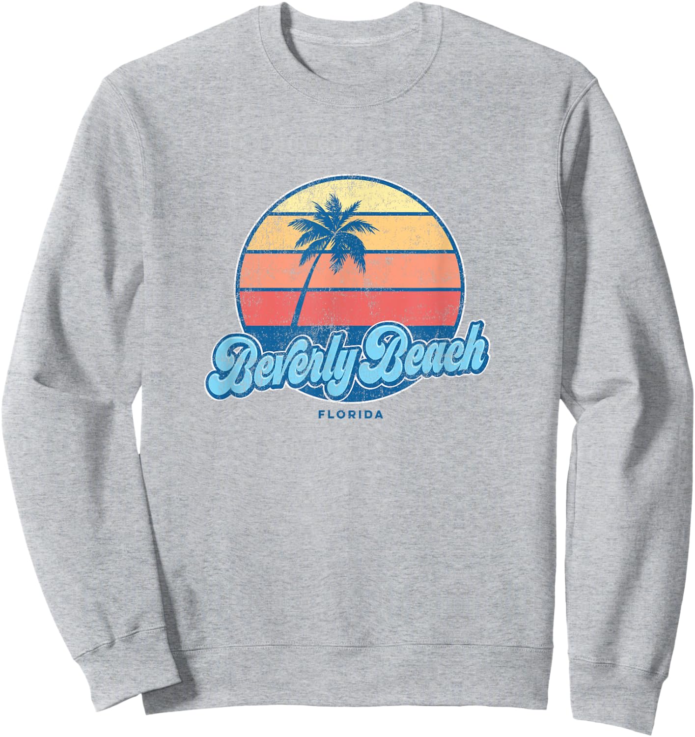 Vintage Beverly Beach Florida FL Classic 70s Retro Surfer Sweatshirt - Sweatshirt | Ash