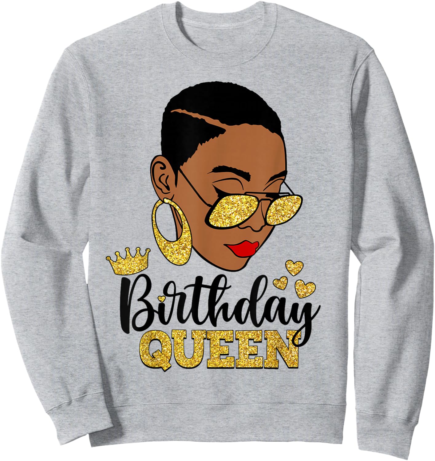 Birthday Queen Short Hair African American Black Woman Sweatshirt - Sweatshirt | Ash