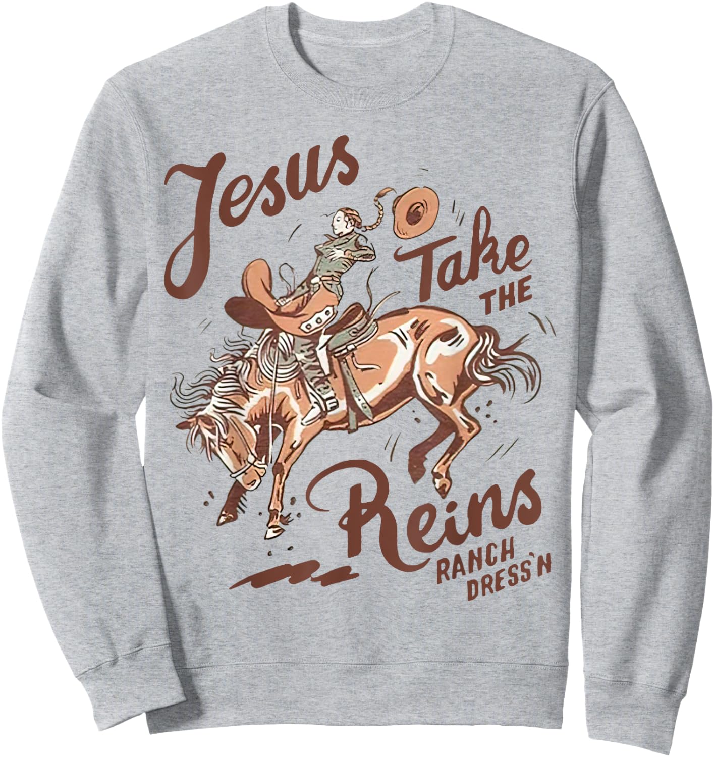 Jesus Take The Reins Vintage Cowboy Sweatshirt - Sweatshirt | Ash