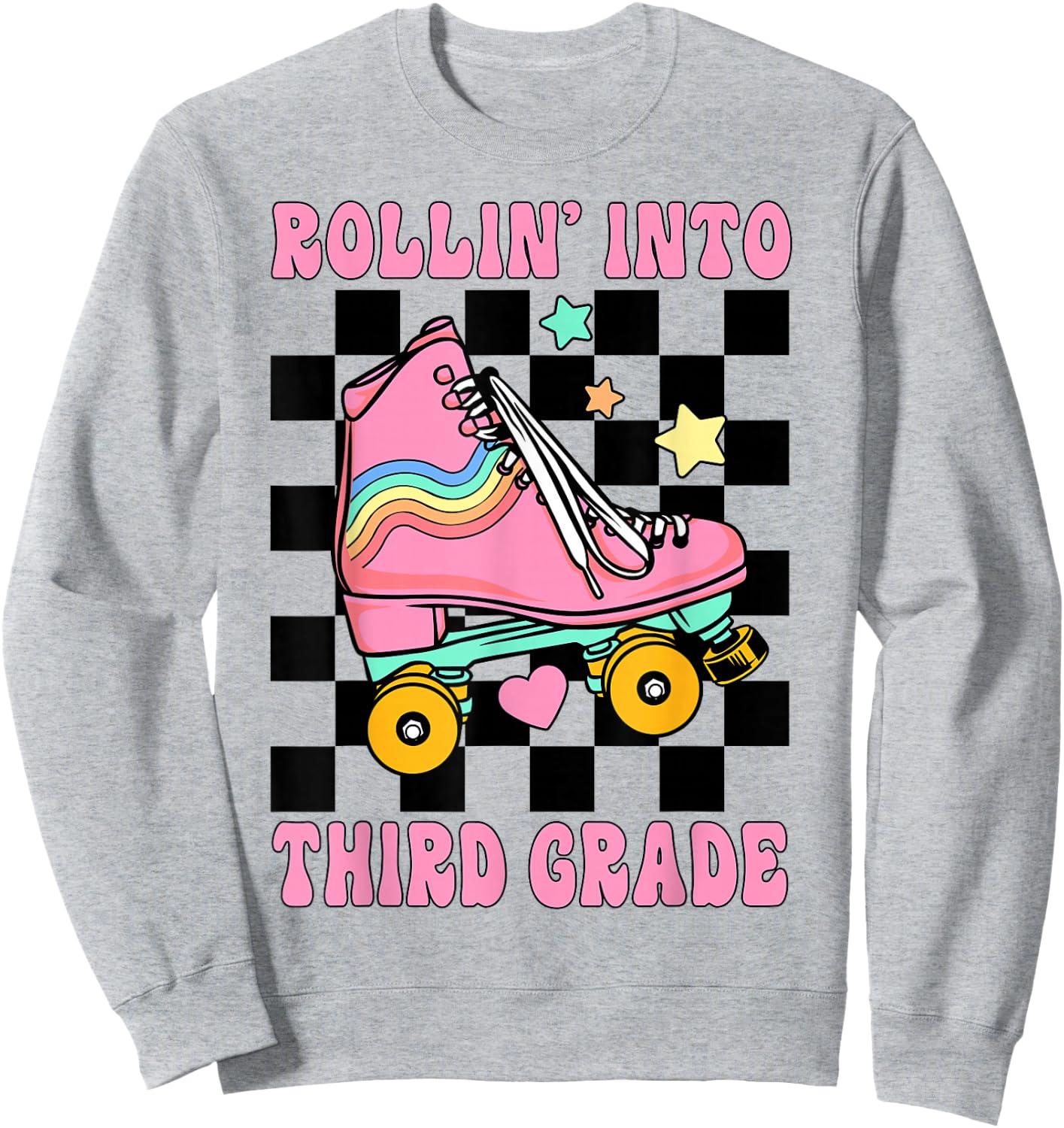 Rolling Into Third Grade Retro Roller Skates Back To School Sweatshirt - Sweatshirt | Ash