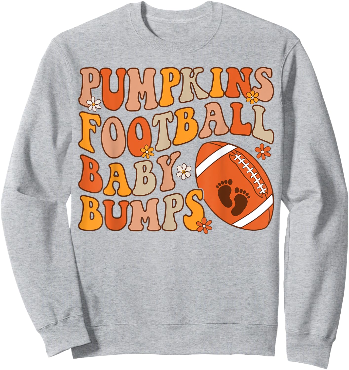 Pumpkins Football Baby Bumps Pregnancy Announcement Fall Sweatshirt - Sweatshirt | Ash